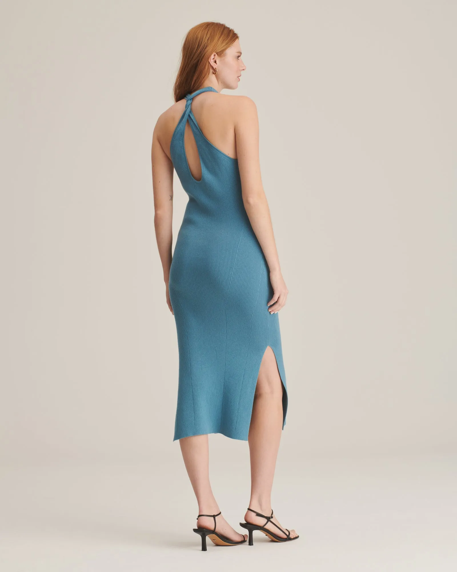 Silk Blend Twist Back Midi Dress sold by Naadam product image thumbnail 3