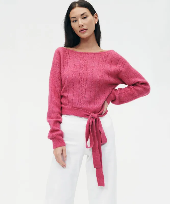 Alpaca Blend Pointelle Reversible Wrap Top sold by Naadam