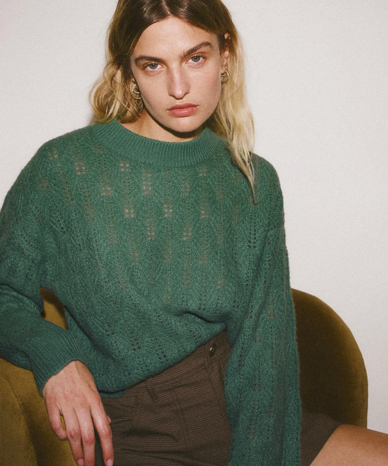 Cashmere Pointelle Crew sold by Naadam product image thumbnail 2