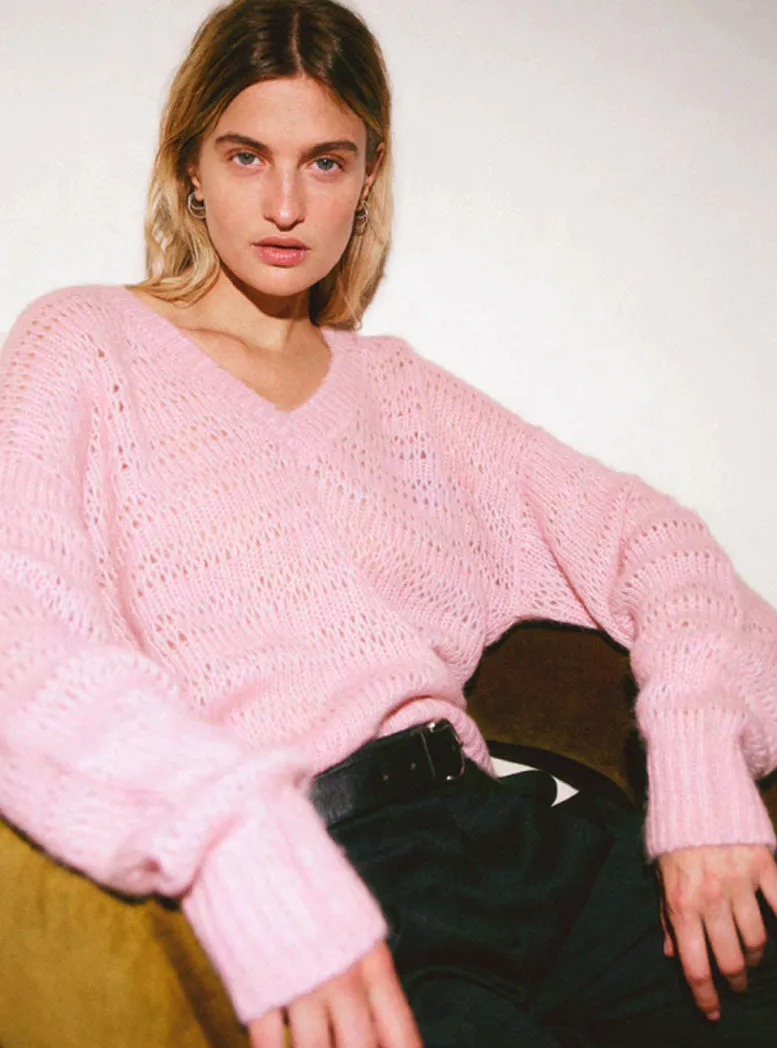 Alpaca Blend Open Stitch V-Neck sold by Naadam