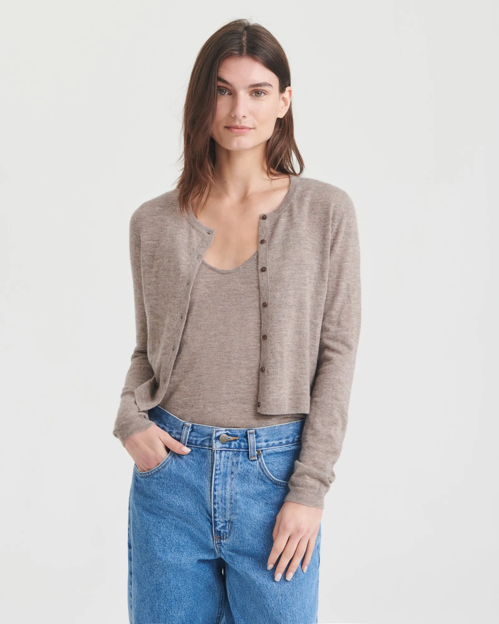 Super Fine Cashmere Cropped Cardigan sold by NAADAM product image thumbnail 5