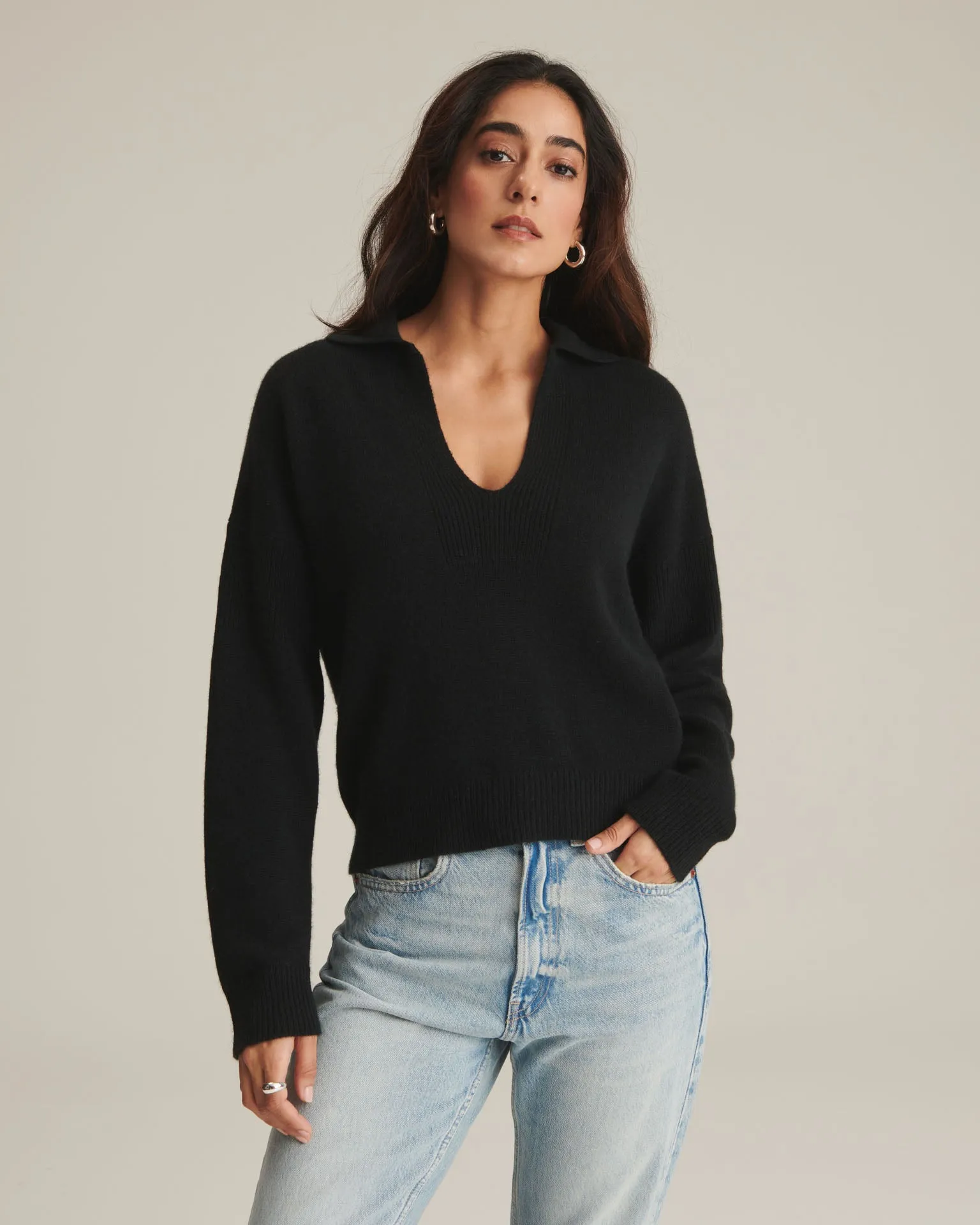 Recycled Cashmere Open Neck Polo sold by Naadam