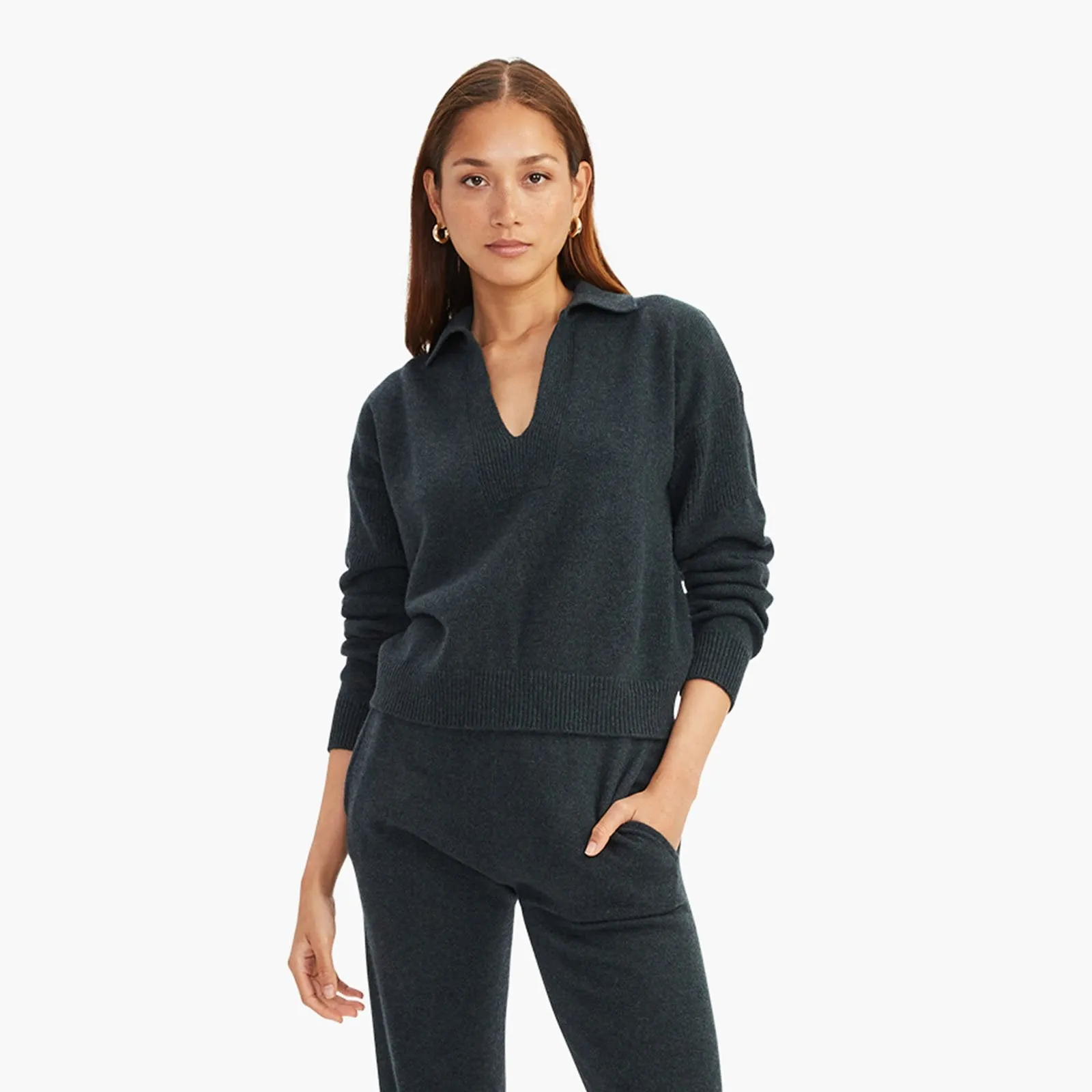 Recycled Cashmere Open Neck Polo sold by Naadam product image thumbnail 4