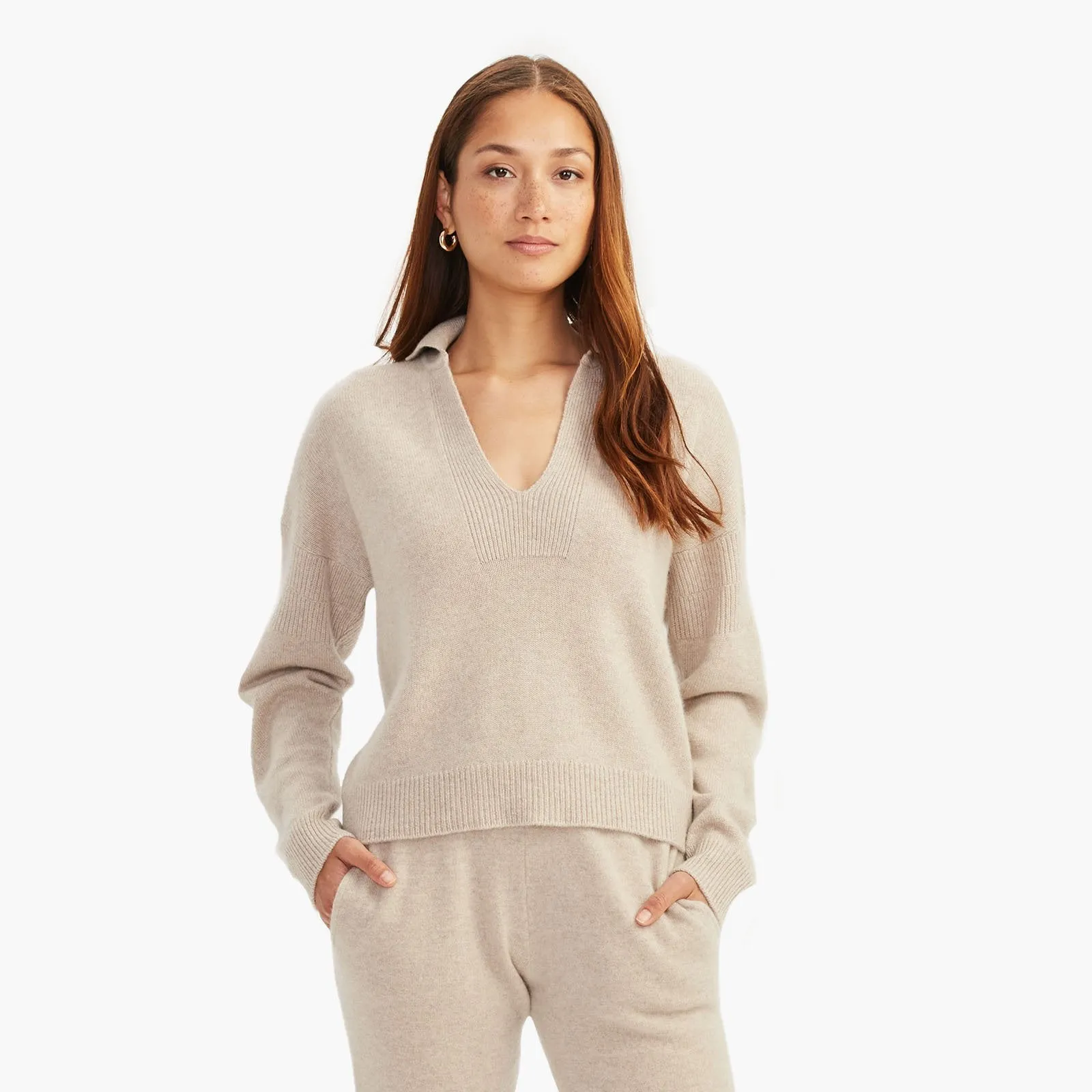 Recycled Cashmere Open Neck Polo sold by Naadam product image thumbnail 2