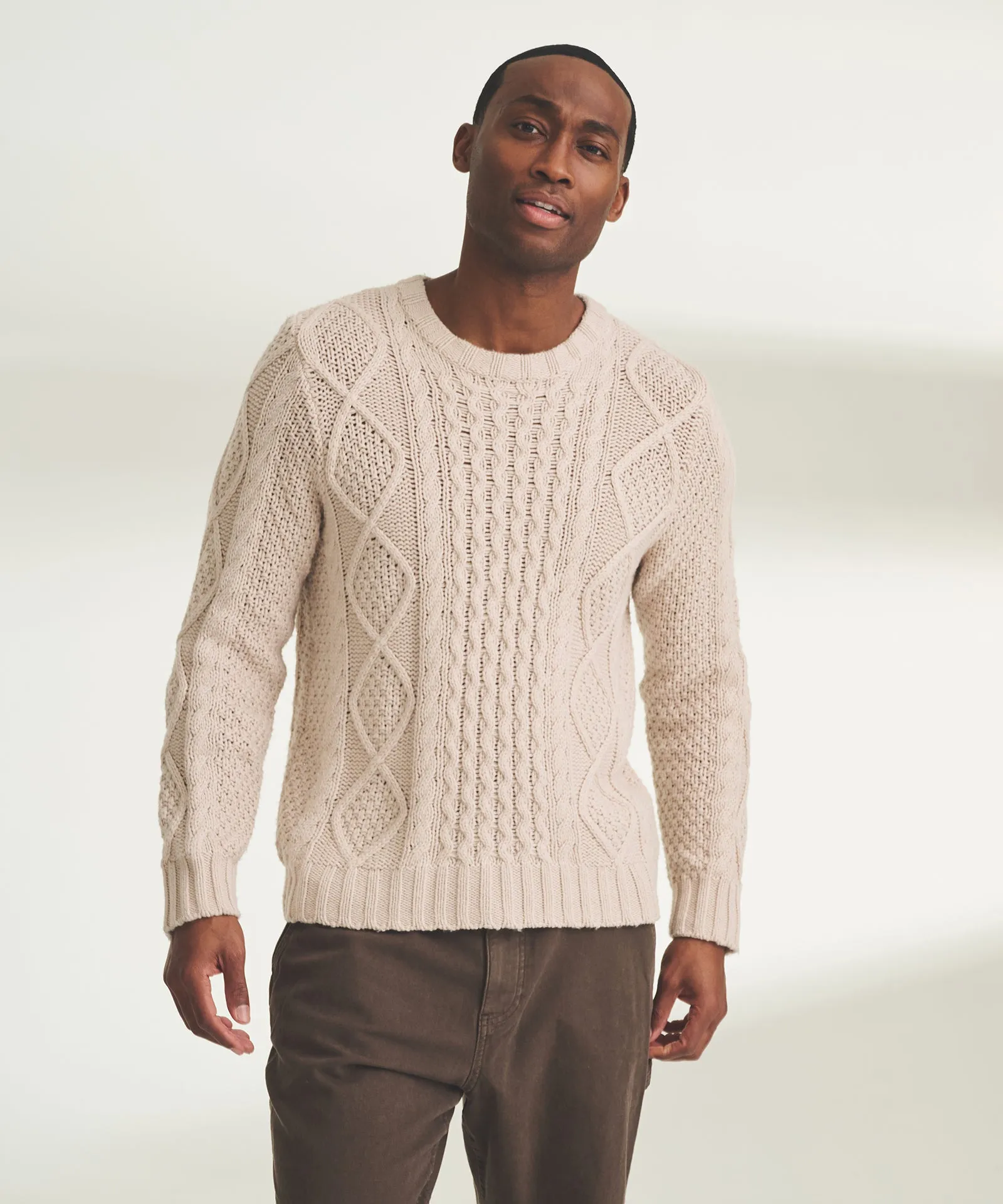 Textured Cotton Cable Crewneck sold by Naadam
