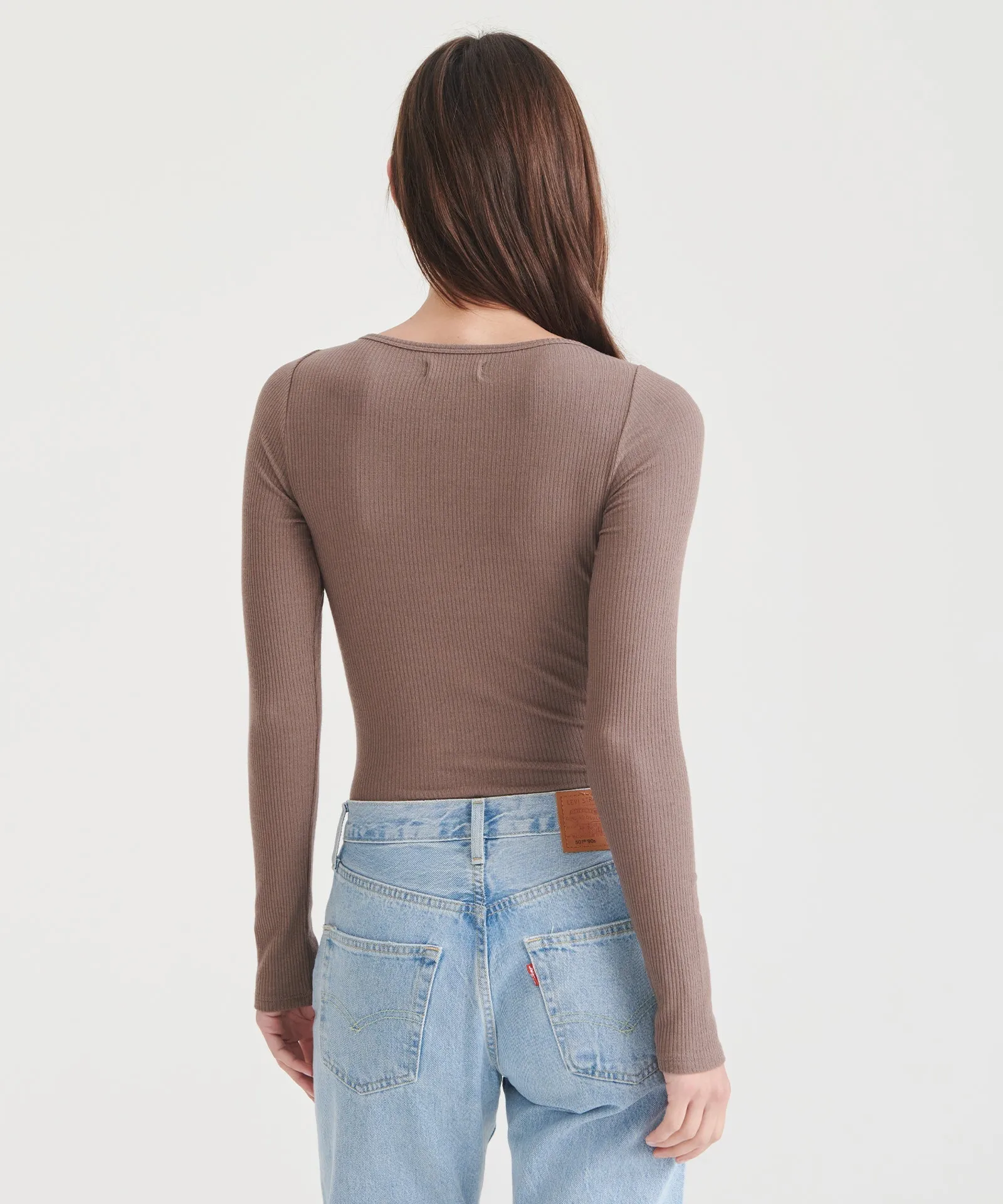Ribbed Modal Cashmere Henley Bodysuit sold by Naadam product image thumbnail 2