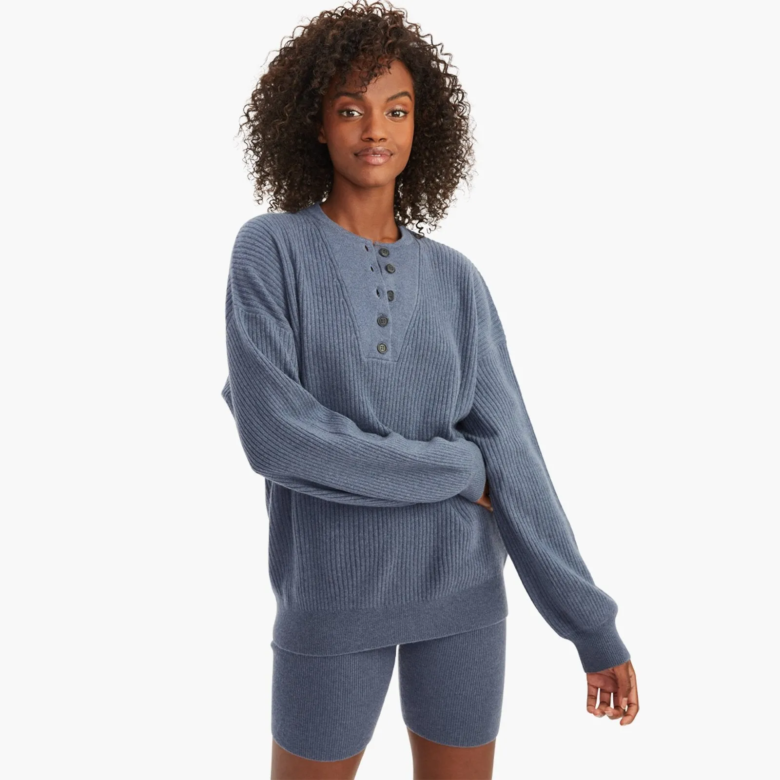 Recycled Cashmere Ribbed Henley sold by Naadam product image thumbnail 4