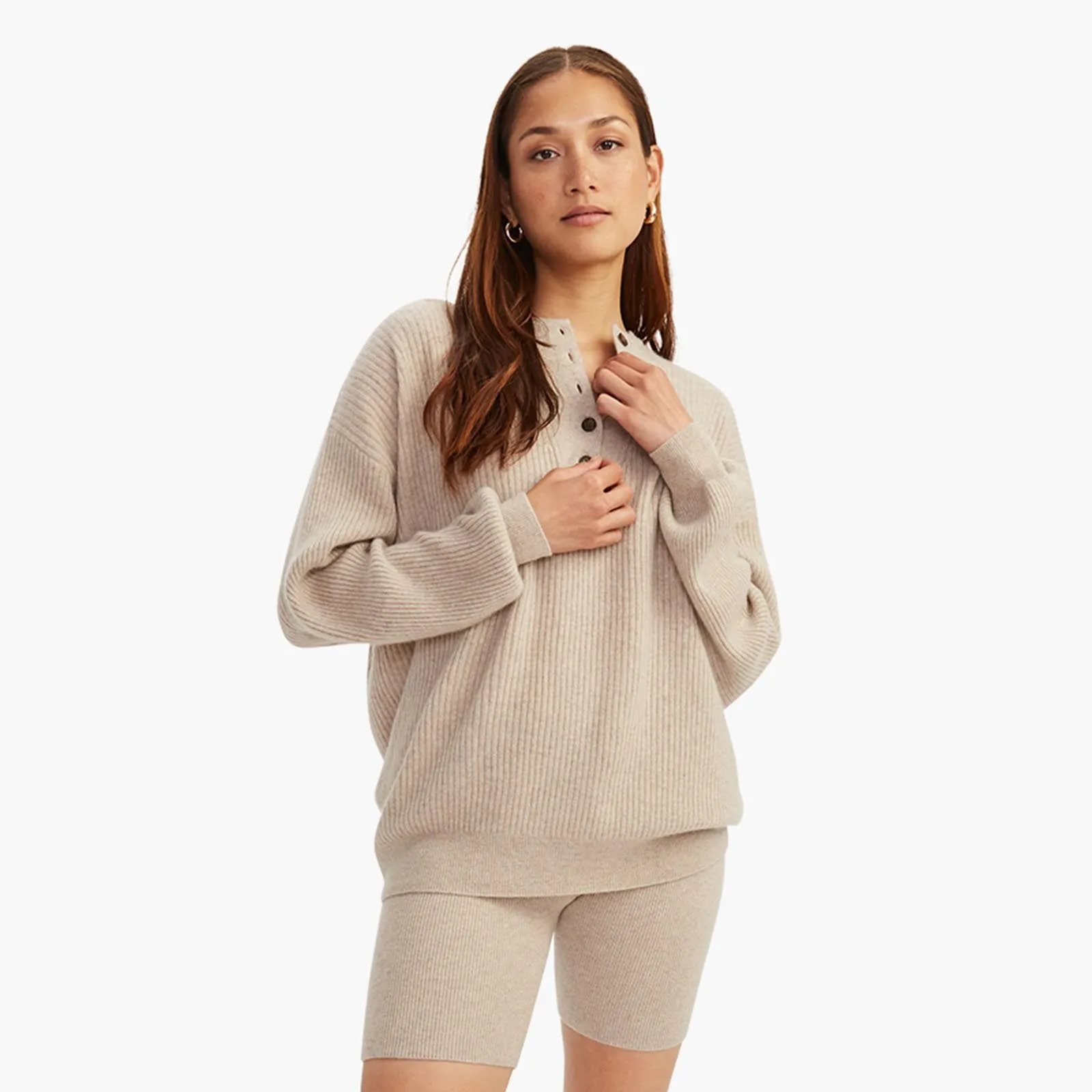 Recycled Cashmere Ribbed Henley sold by Naadam product image thumbnail 5