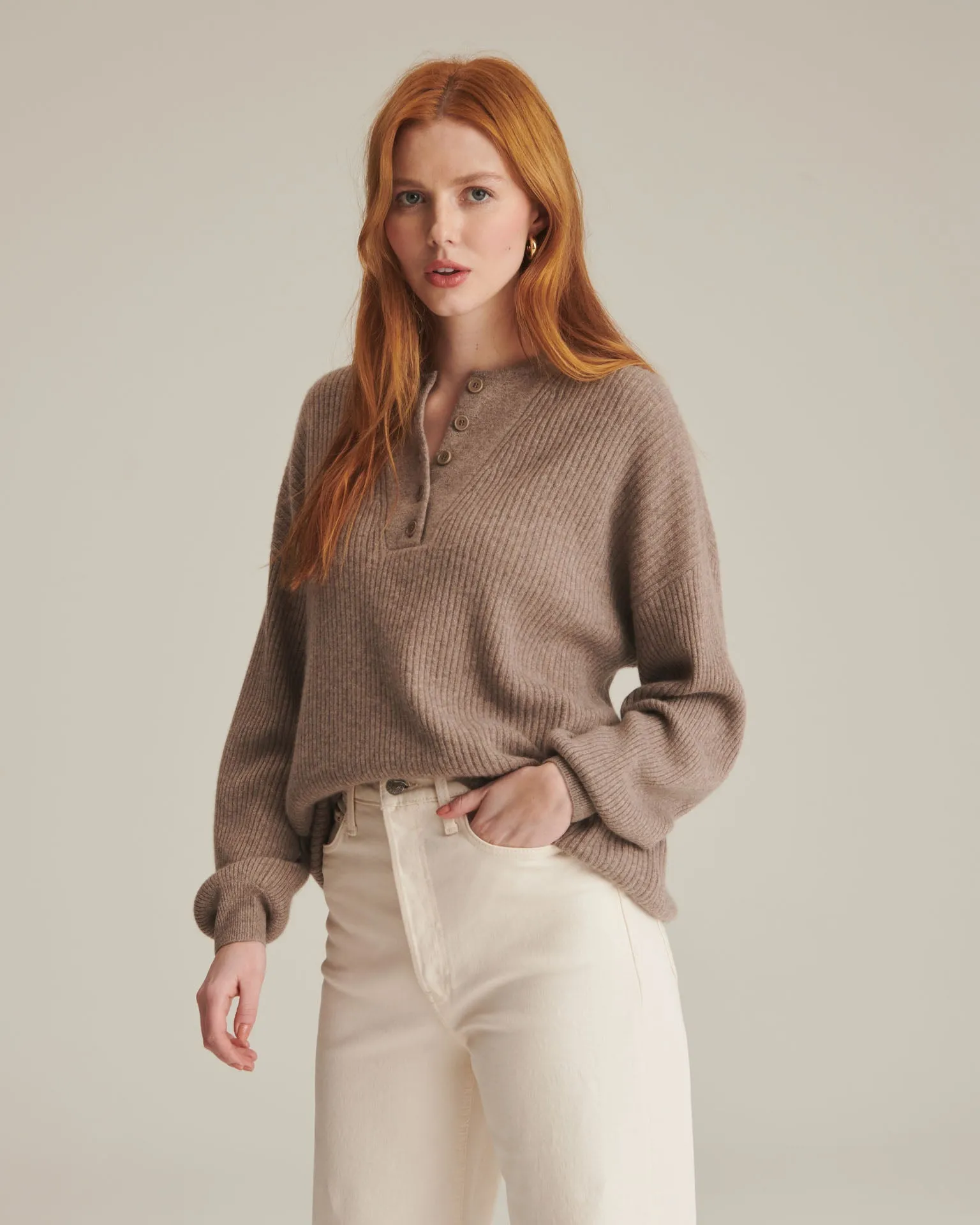 Recycled Cashmere Ribbed Henley sold by Naadam