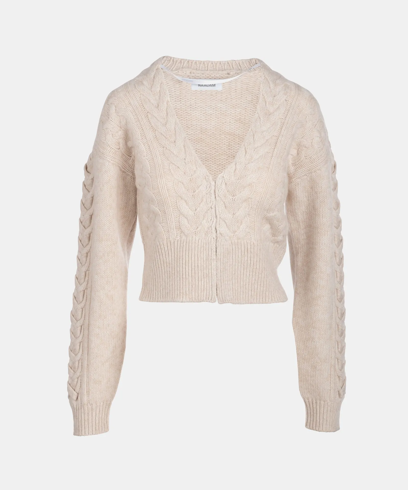 Cashmino Cable Mix Cropped Cardigan sold by Naadam product image thumbnail 2