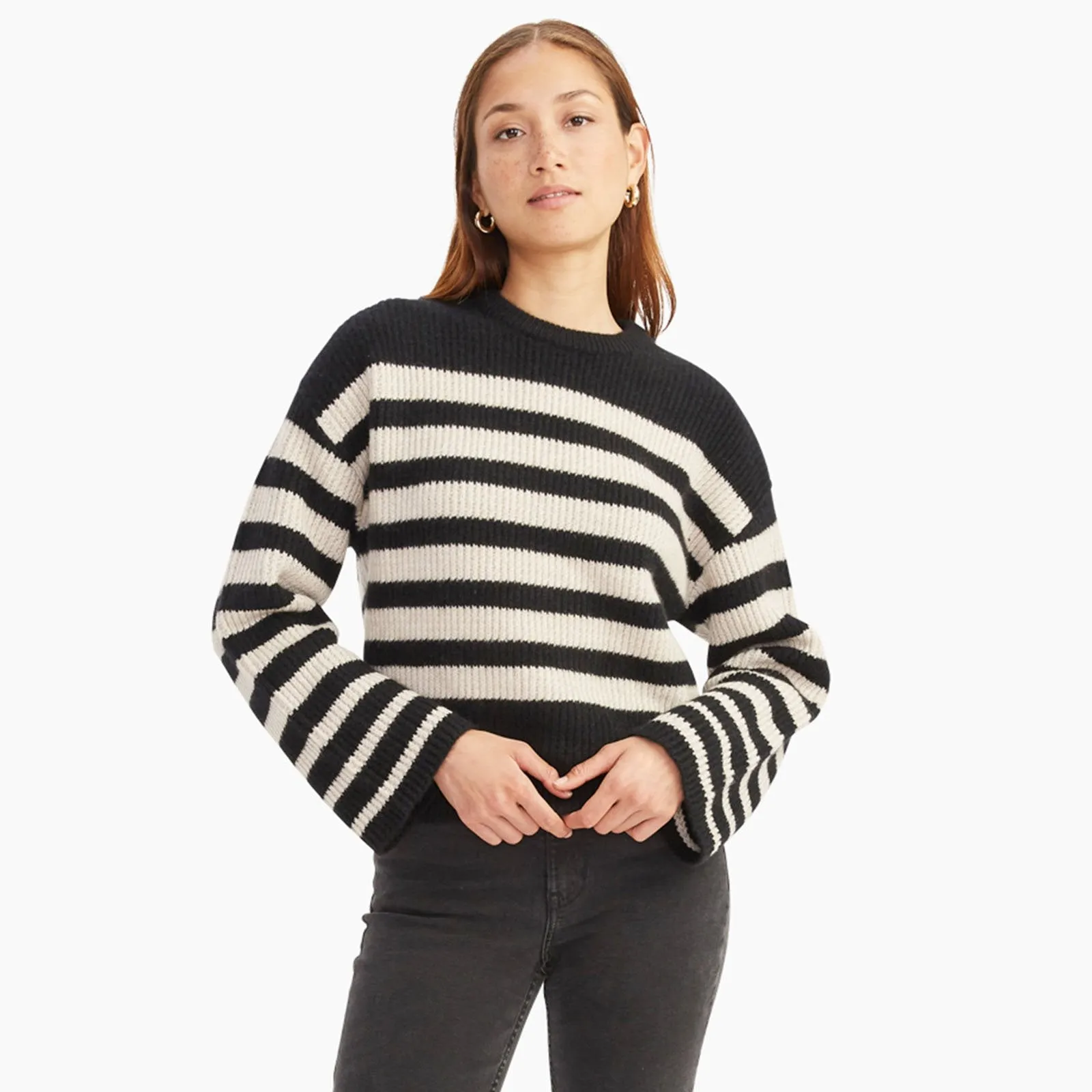 Luxe Cashmere Striped Crewneck Sweater sold by Naadam