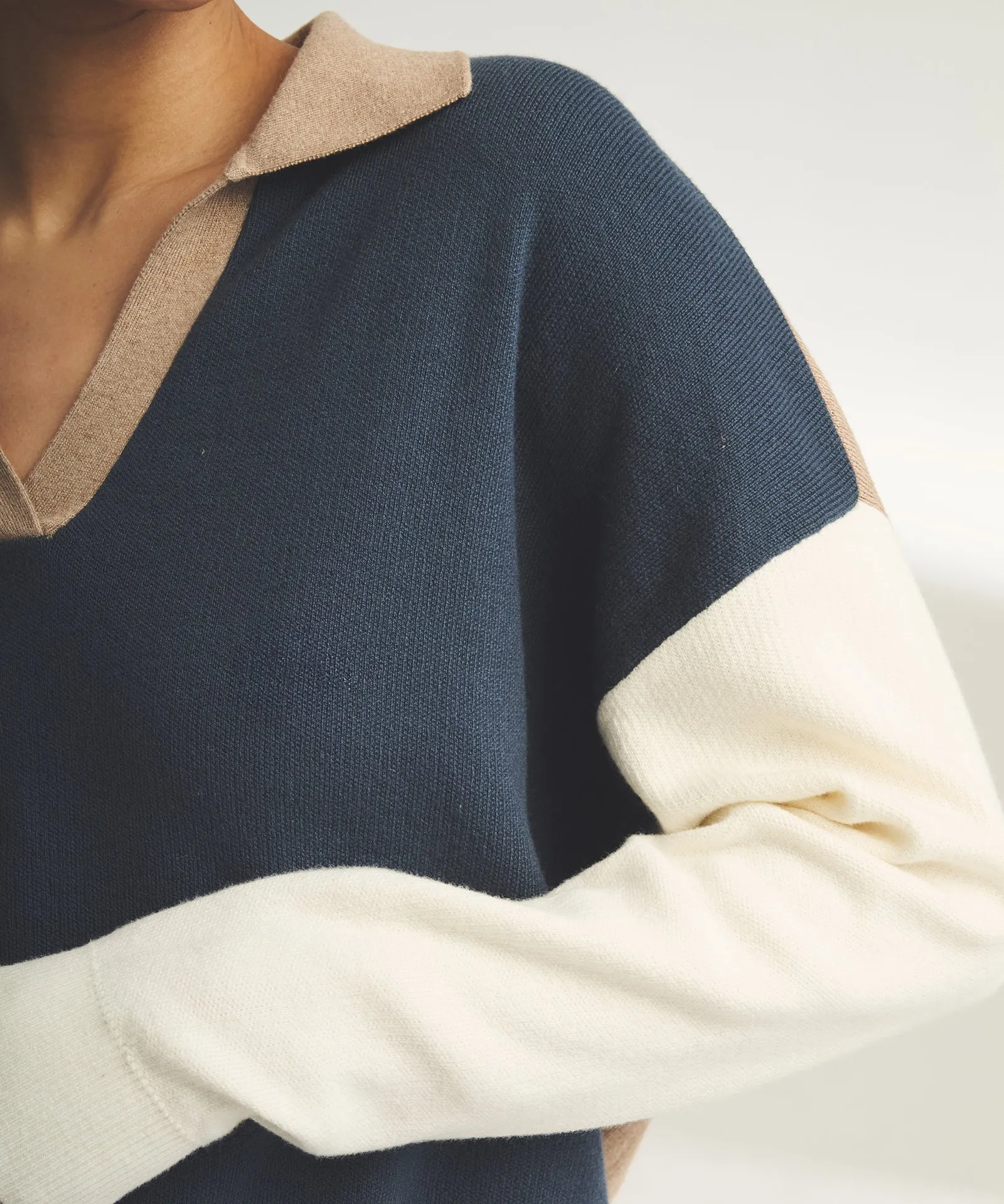 Café Cotton Cashmere Colorblock Polo sold by Naadam product image thumbnail 5