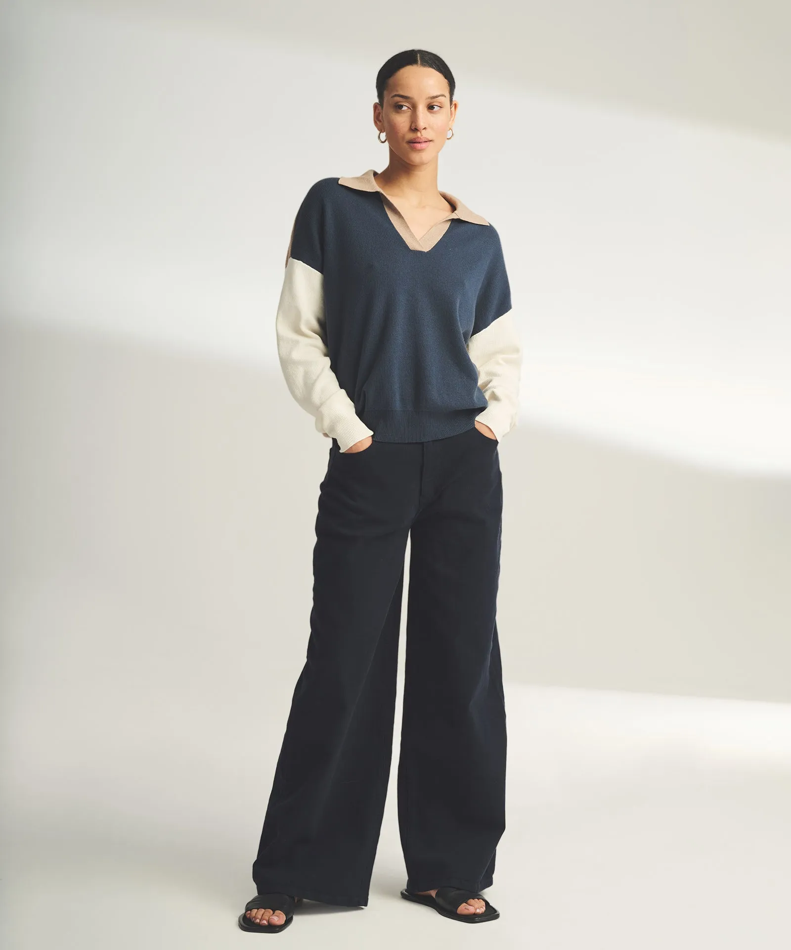 Café Cotton Cashmere Colorblock Polo sold by Naadam product image thumbnail 3