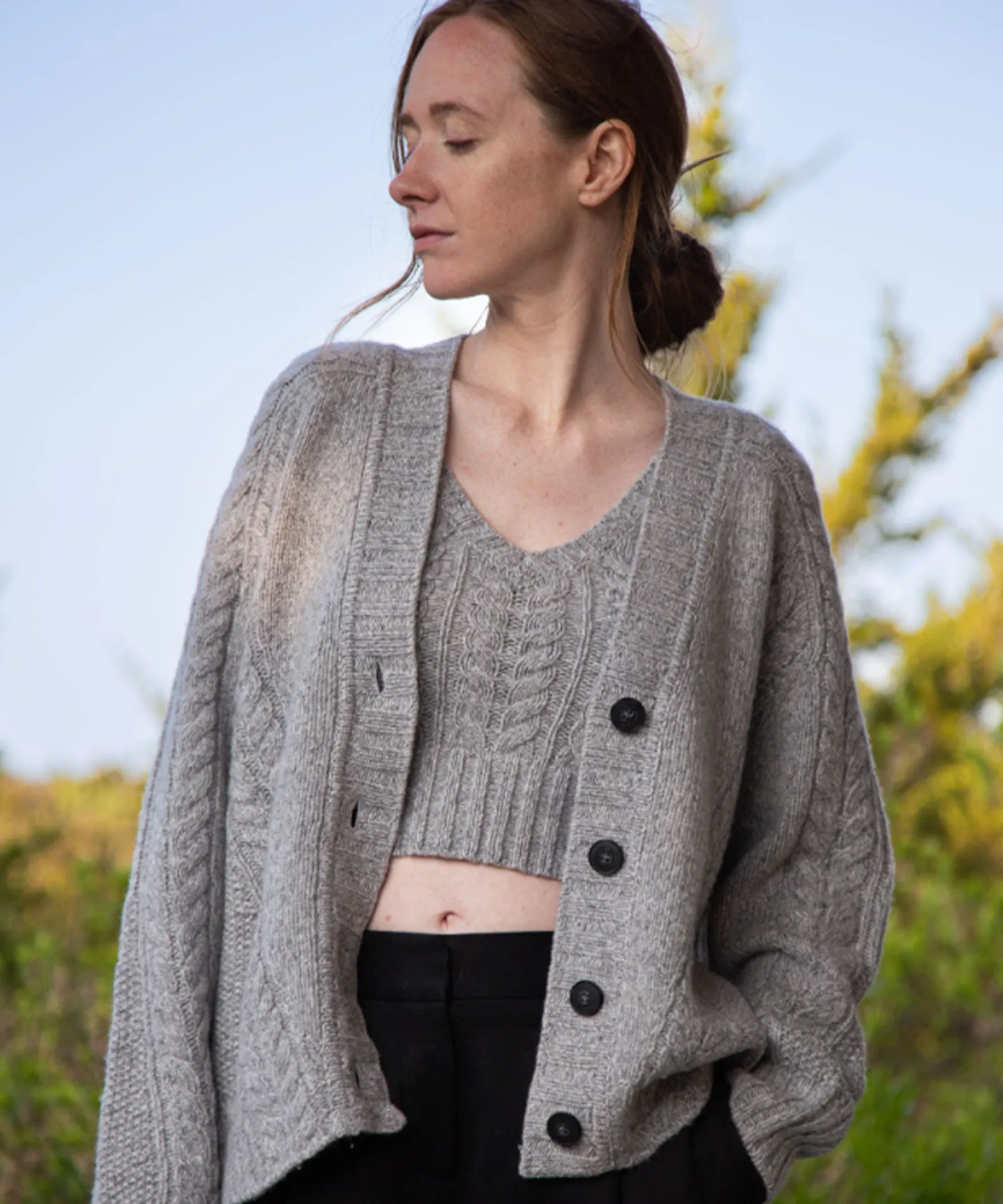 Cashmino Marled Cable Cardigan sold by Naadam