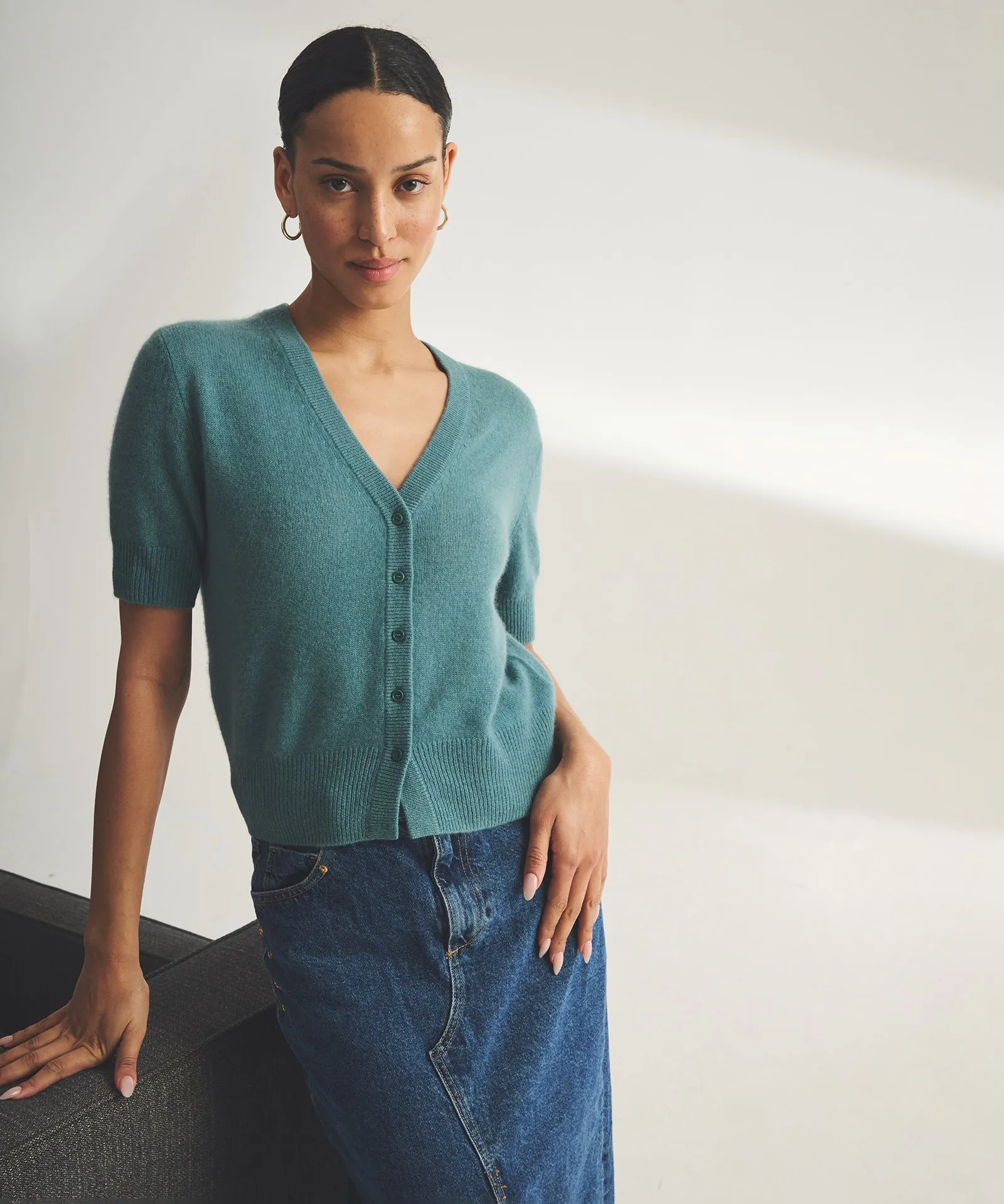 Lightweight Cashmere Short Sleeve Cardigan sold by NAADAM product image thumbnail 2