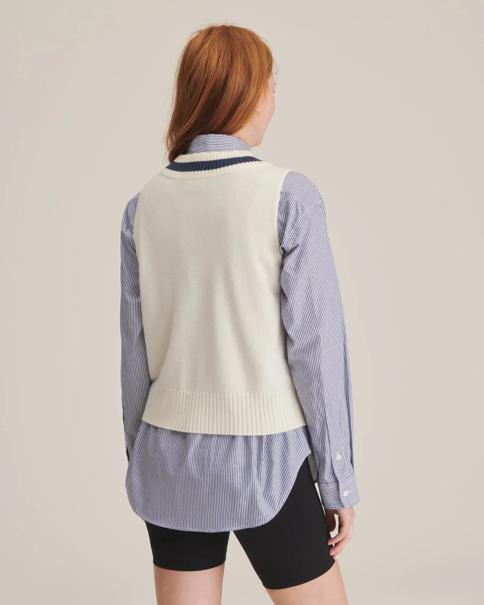 Cashmere Varsity V-Neck Vest sold by Naadam product image thumbnail 3