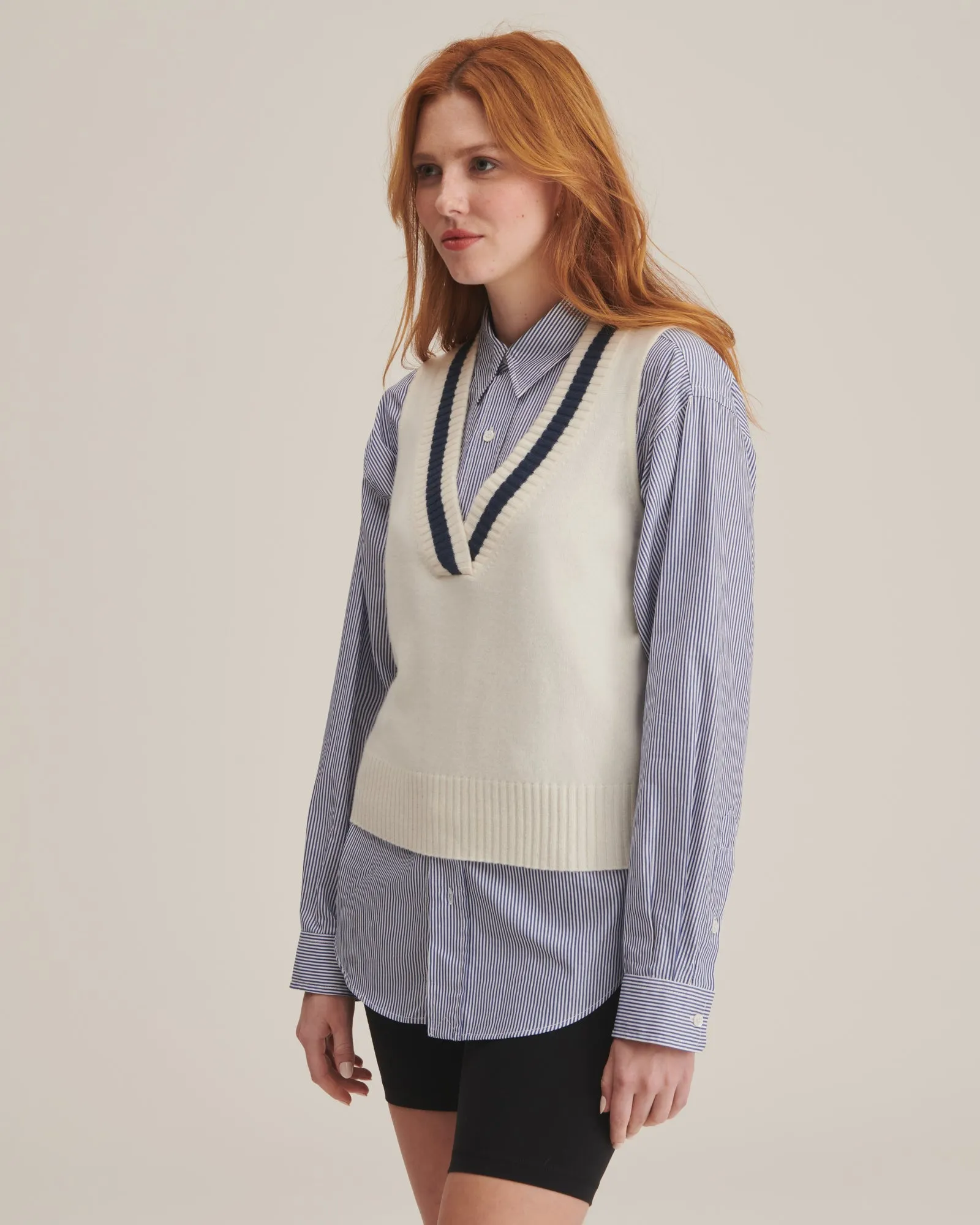 Cashmere Varsity V-Neck Vest sold by Naadam product image thumbnail 5