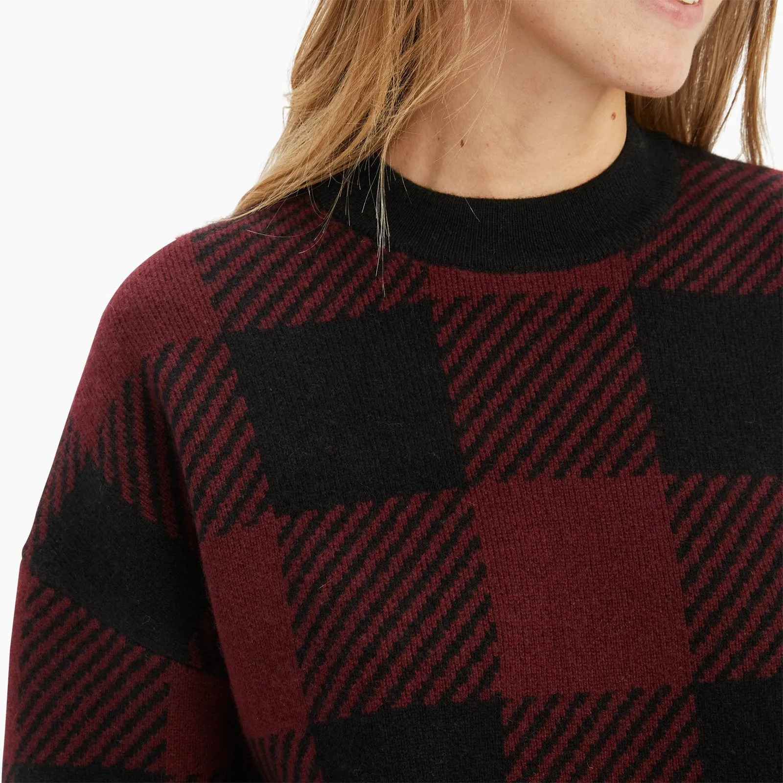 Cashmere Plaid Matchback Crew sold by Naadam product image thumbnail 5