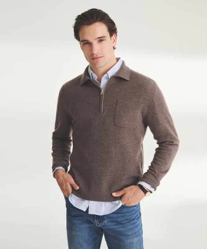 Signature Cashmere Quarter Zip Polo sold by Naadam