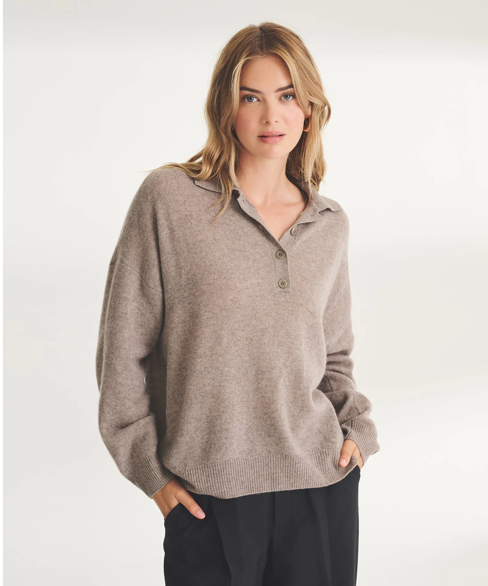 Lightweight Cashmere Oversized Polo sold by NAADAM product image thumbnail 2