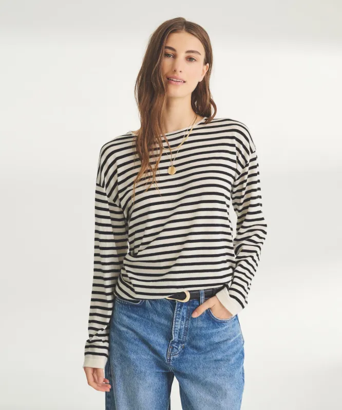 Super Fine Cashmere Striped Relaxed Crewneck sold by Naadam