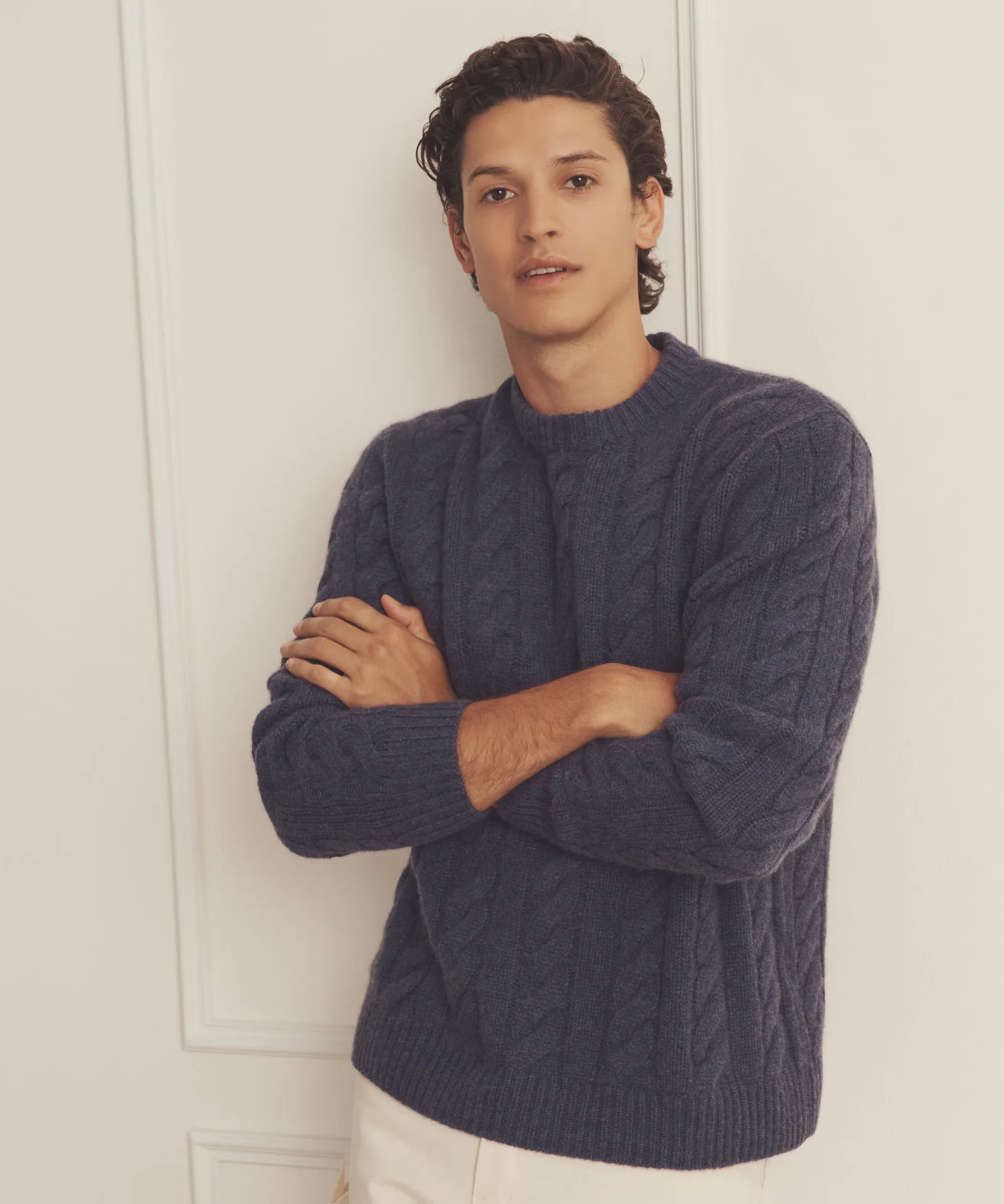 Super Luxe Cashmere Cable Crewneck sold by NAADAM