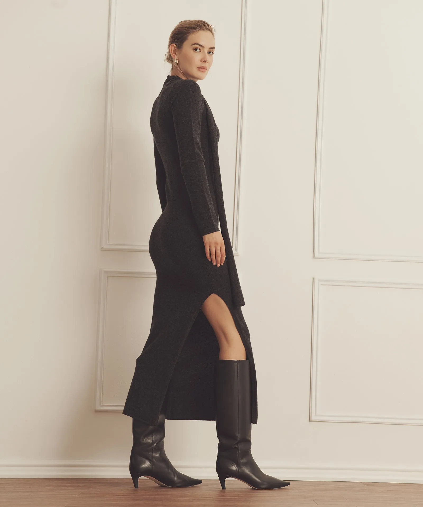 Luxe Cashmere Asymmetrical Dress with Scarf sold by Naadam product image thumbnail 5