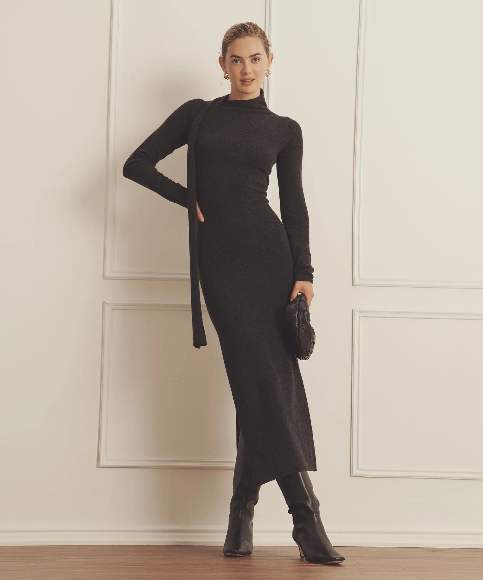 Luxe Cashmere Asymmetrical Dress with Scarf sold by Naadam product image thumbnail 3