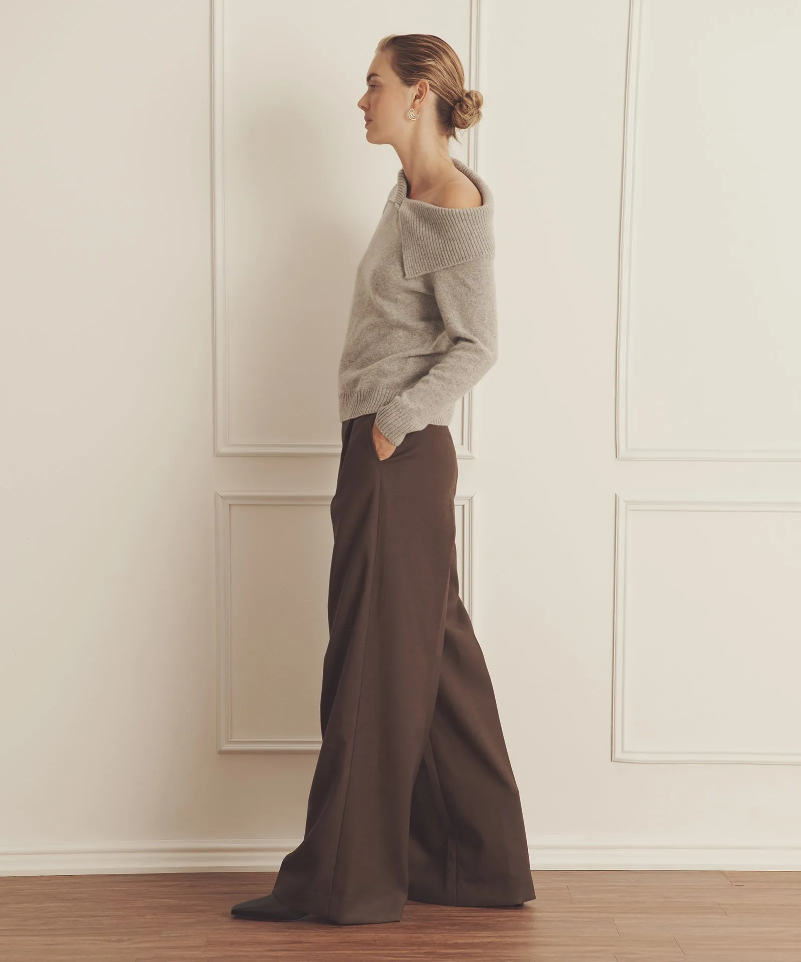 Luxe Cashmere Collared Asymmetrical Sweater sold by NAADAM product image thumbnail 5