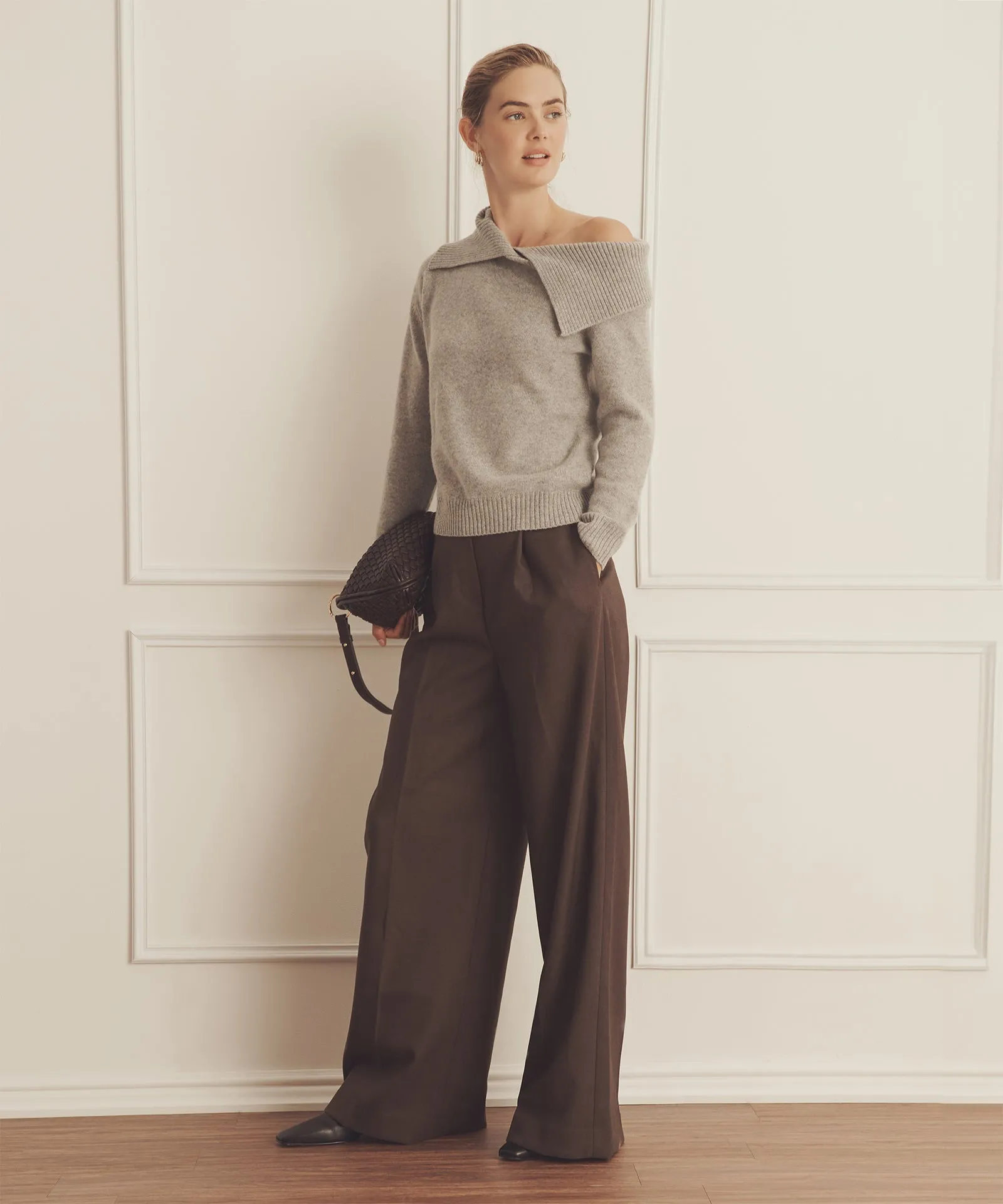 Luxe Cashmere Collared Asymmetrical Sweater sold by NAADAM product image thumbnail 3