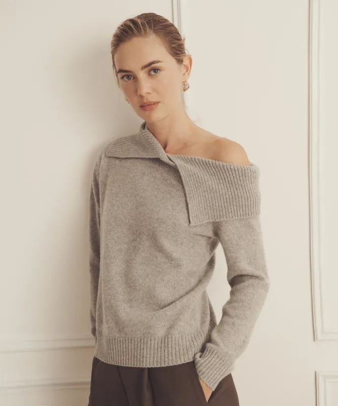 Luxe Cashmere Collared Asymmetrical Sweater sold by Naadam