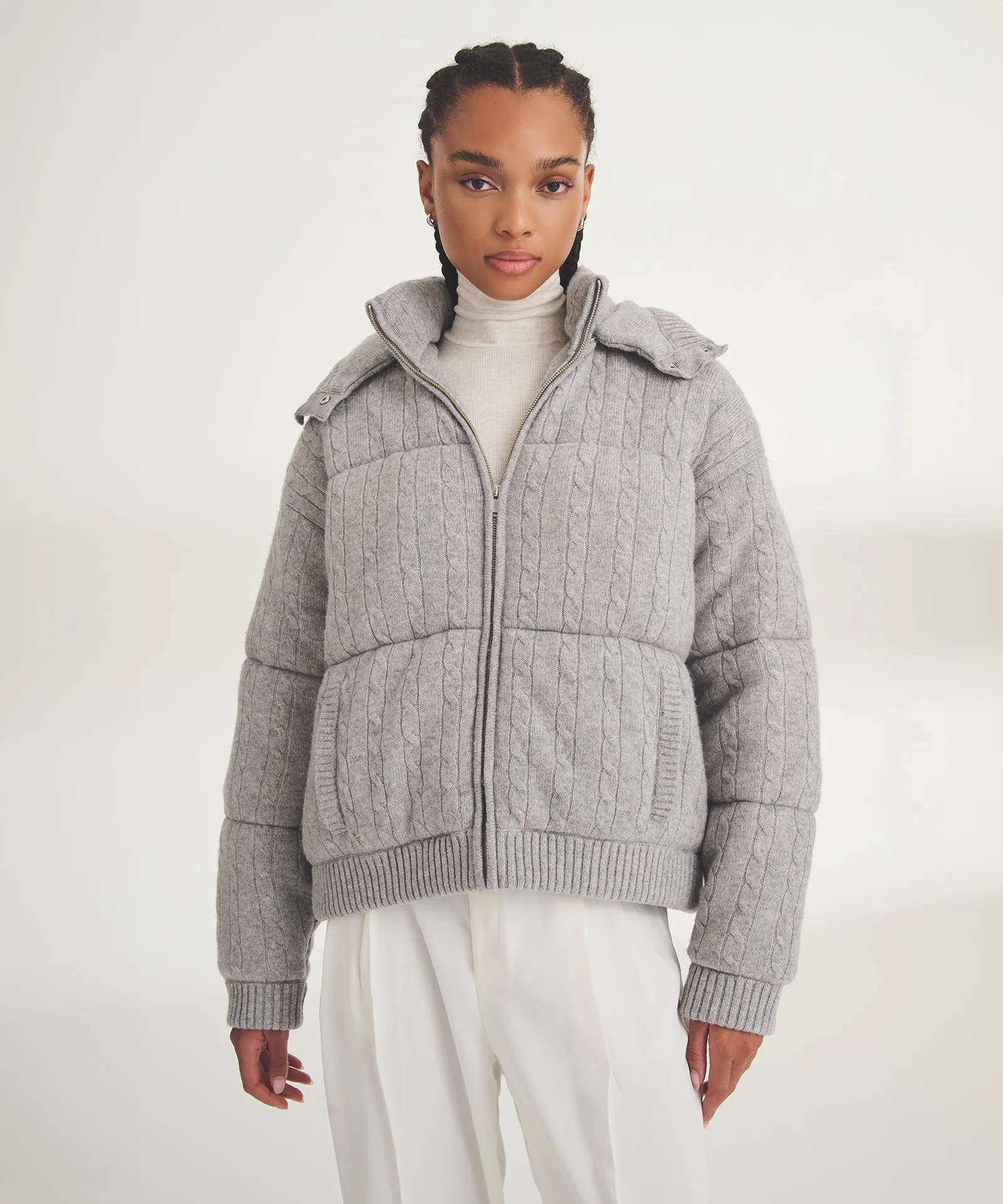 Cashmino Cable Puffer sold by Naadam product image thumbnail 3