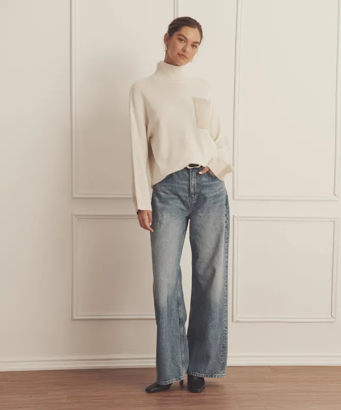 Luxe Cashmere Color Blocked Turtleneck sold by Naadam