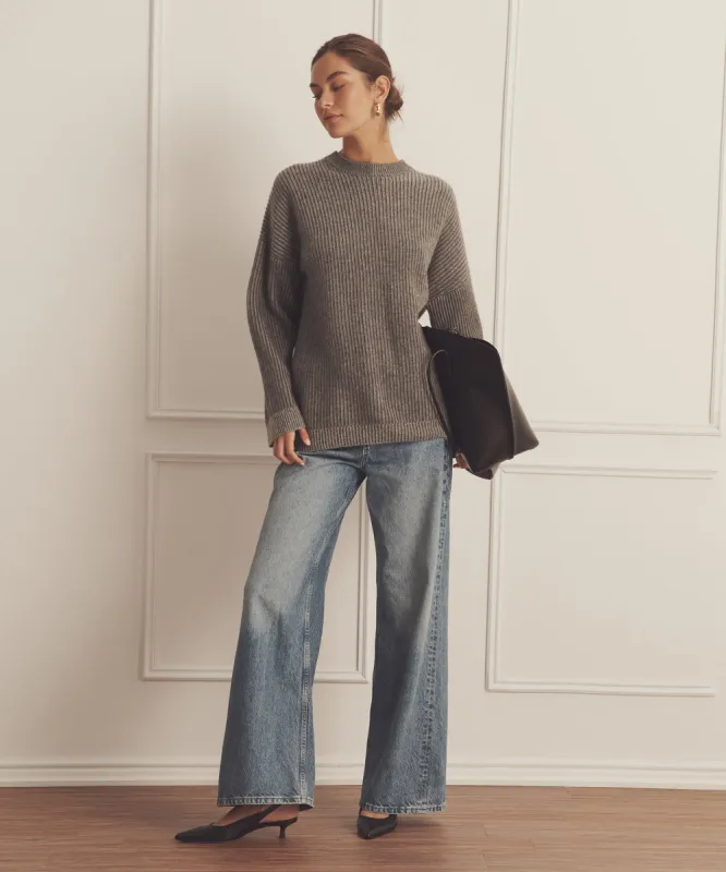 Super Luxe Cashmere Color Plaited Crewneck sold by Naadam