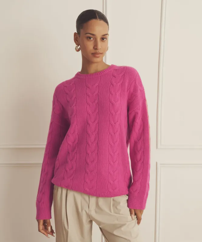 Luxe Cashmere Cable Crewneck sold by Naadam