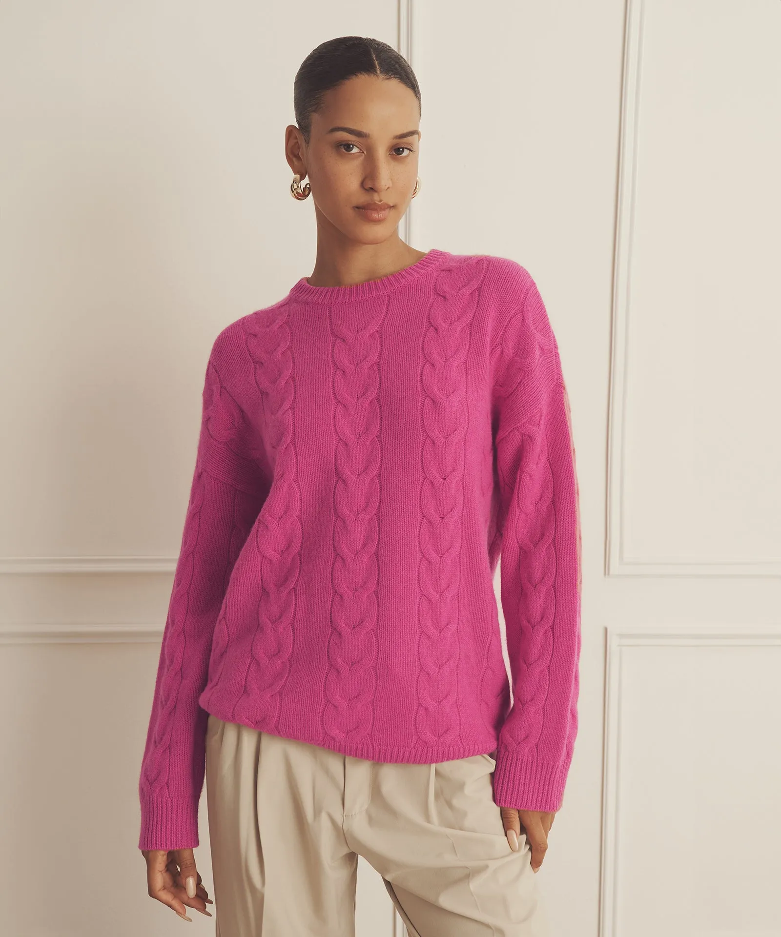 Luxe Cashmere Cable Crewneck sold by NAADAM