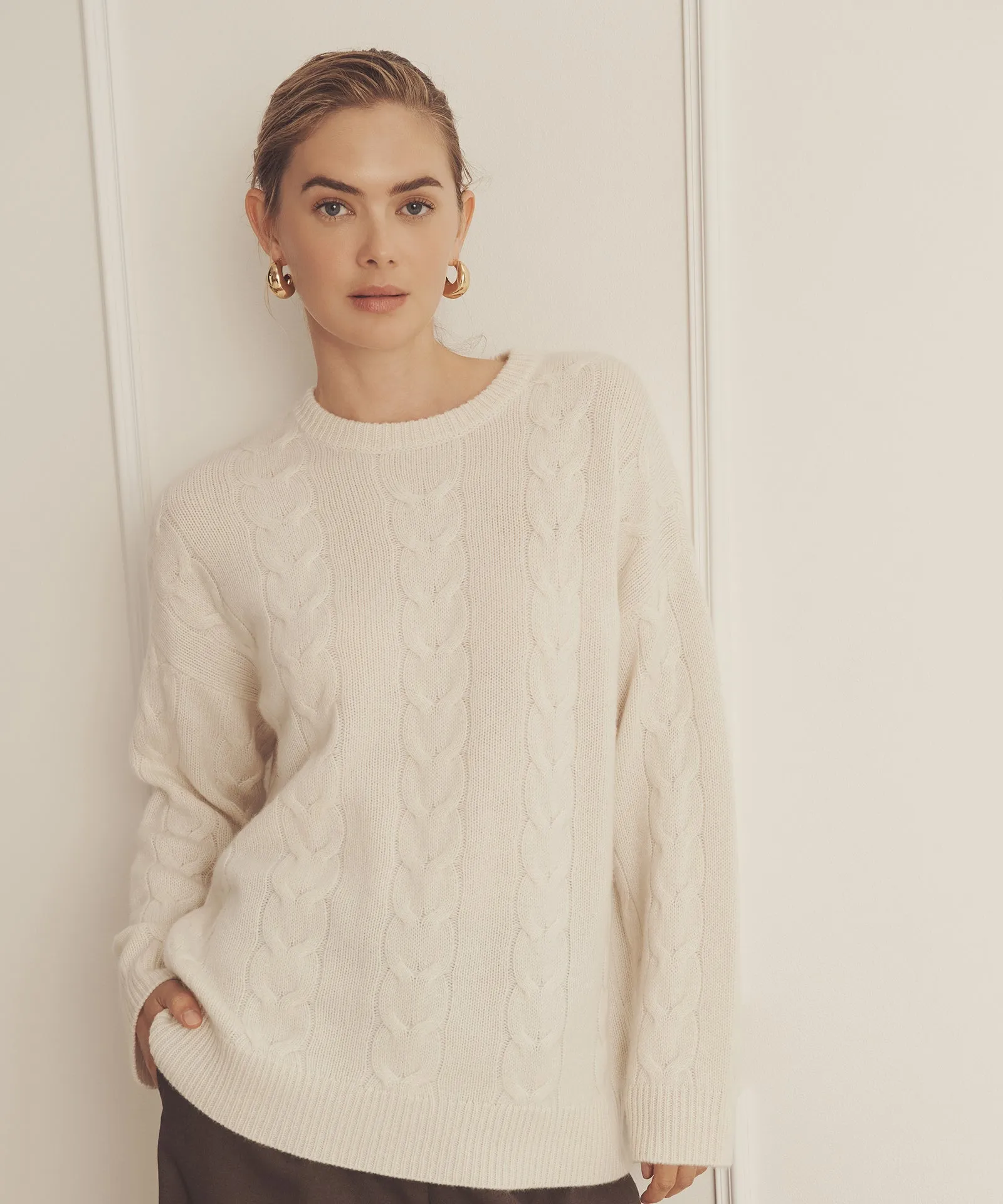 Luxe Cashmere Cable Crewneck sold by NAADAM product image thumbnail 3