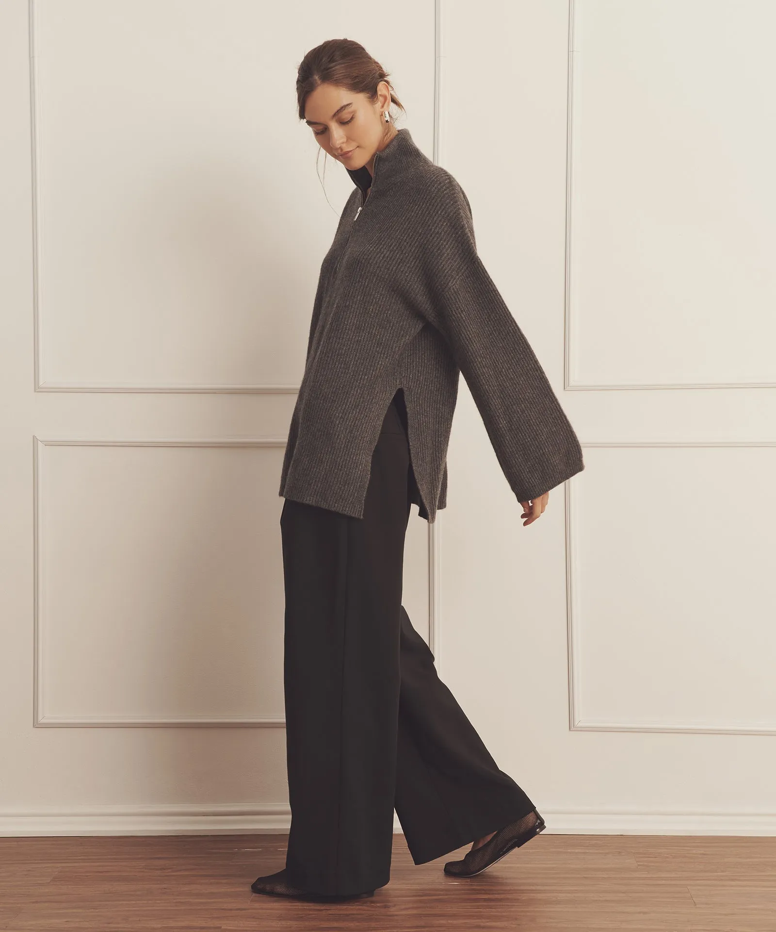 Luxe Cashmere Fisherman Quarter Zip Tunic sold by NAADAM product image thumbnail 3