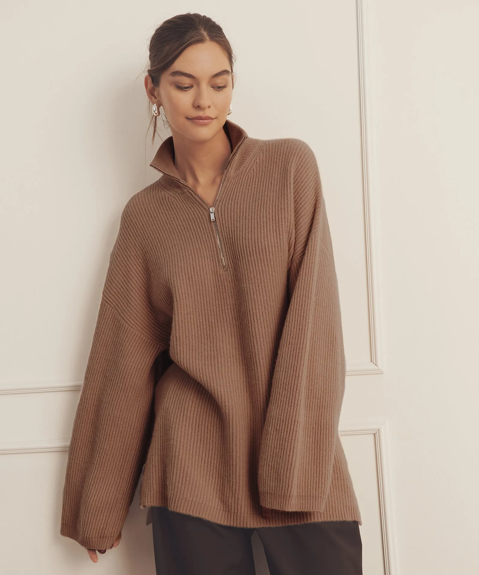 Luxe Cashmere Fisherman Quarter Zip Tunic sold by NAADAM