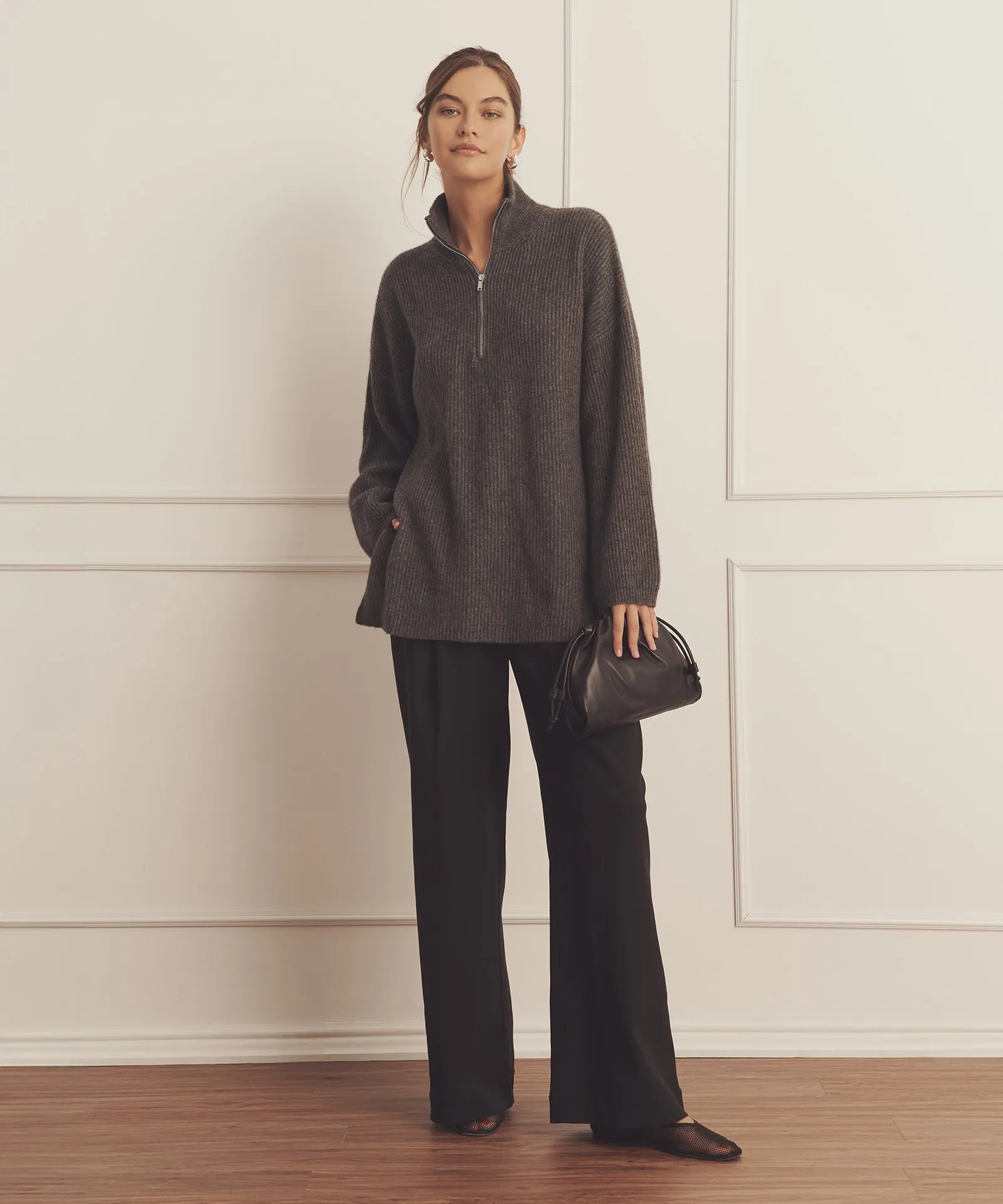 Luxe Cashmere Fisherman Quarter Zip Tunic sold by NAADAM product image thumbnail 4