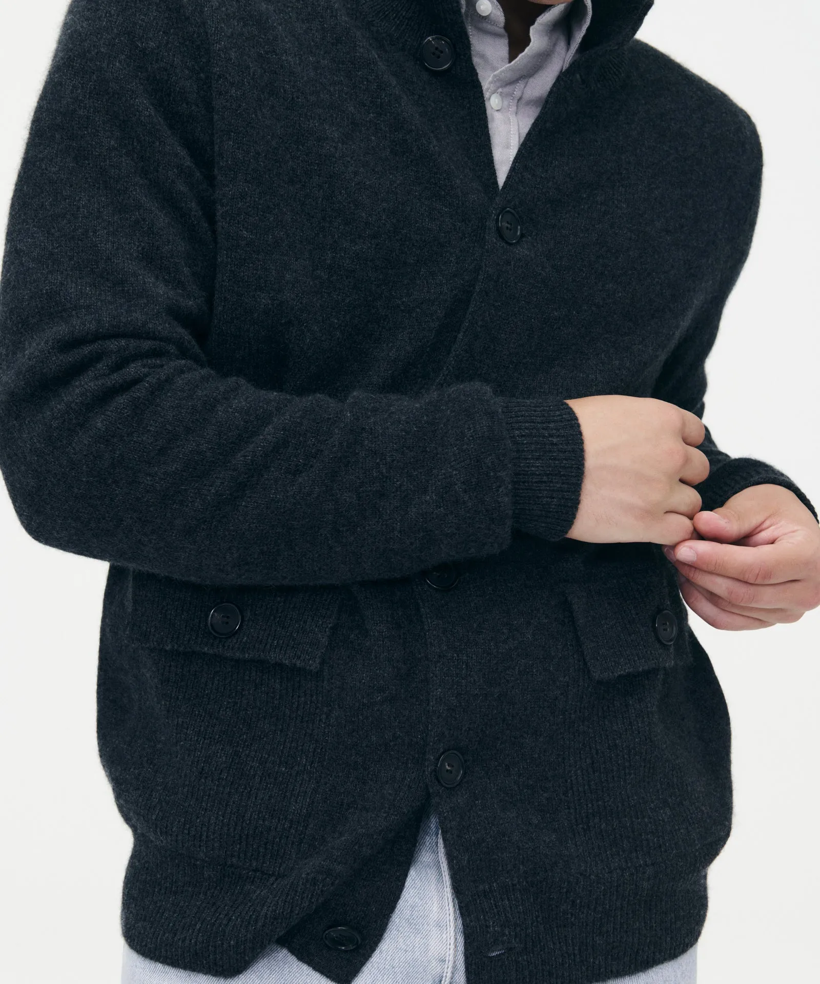 Luxe Cashmere High Neck Cardigan sold by Naadam product image thumbnail 3