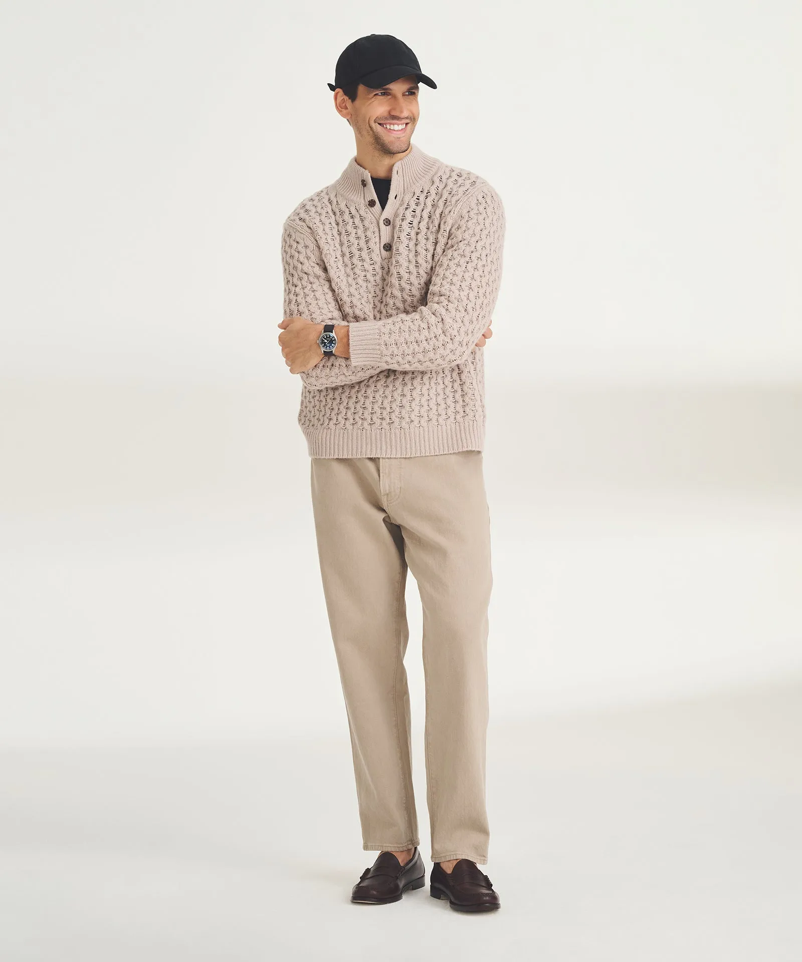 Cashmino Honeycomb High Neck Henley sold by Naadam product image thumbnail 3