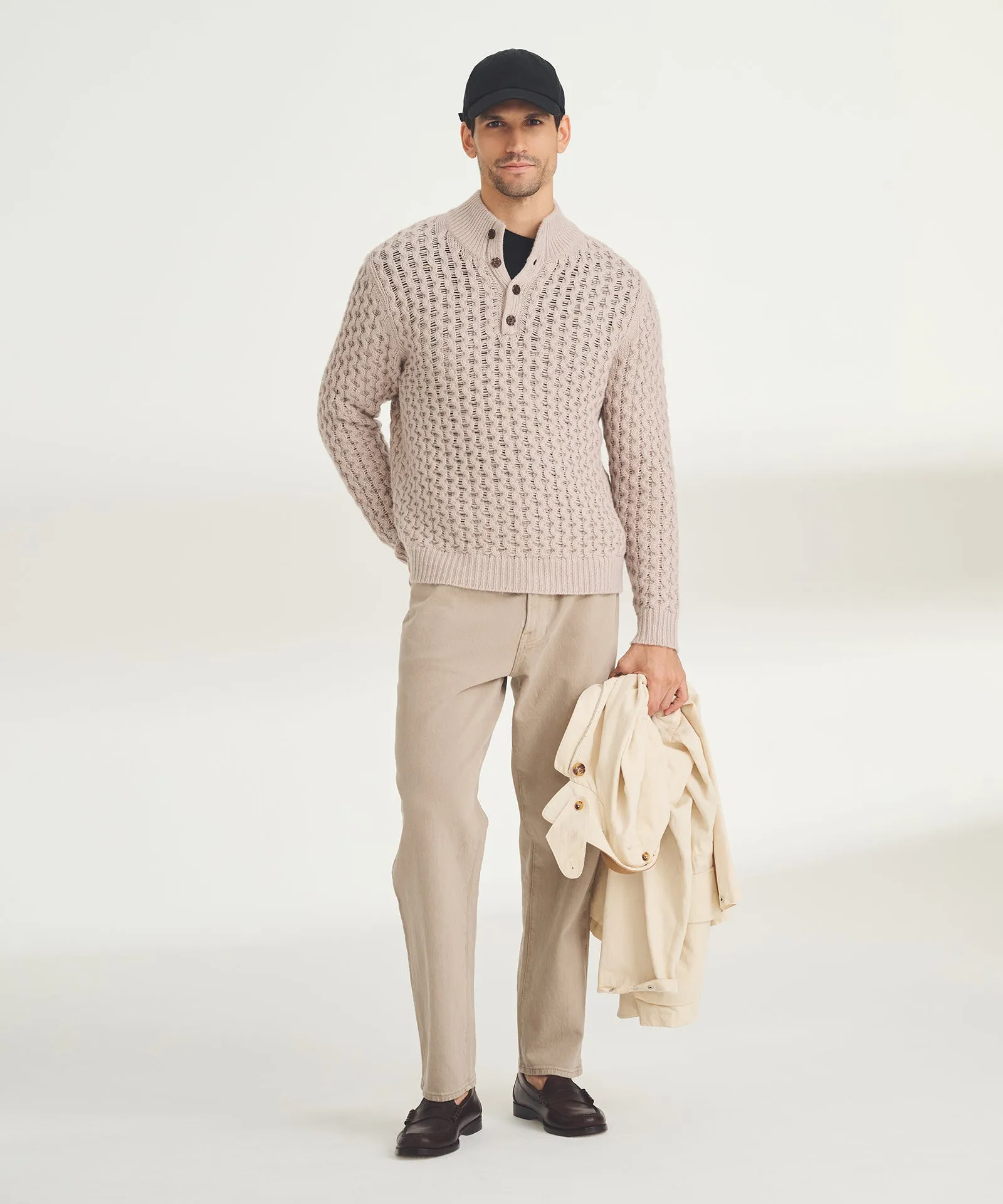 Cashmino Honeycomb High Neck Henley sold by Naadam product image thumbnail 2