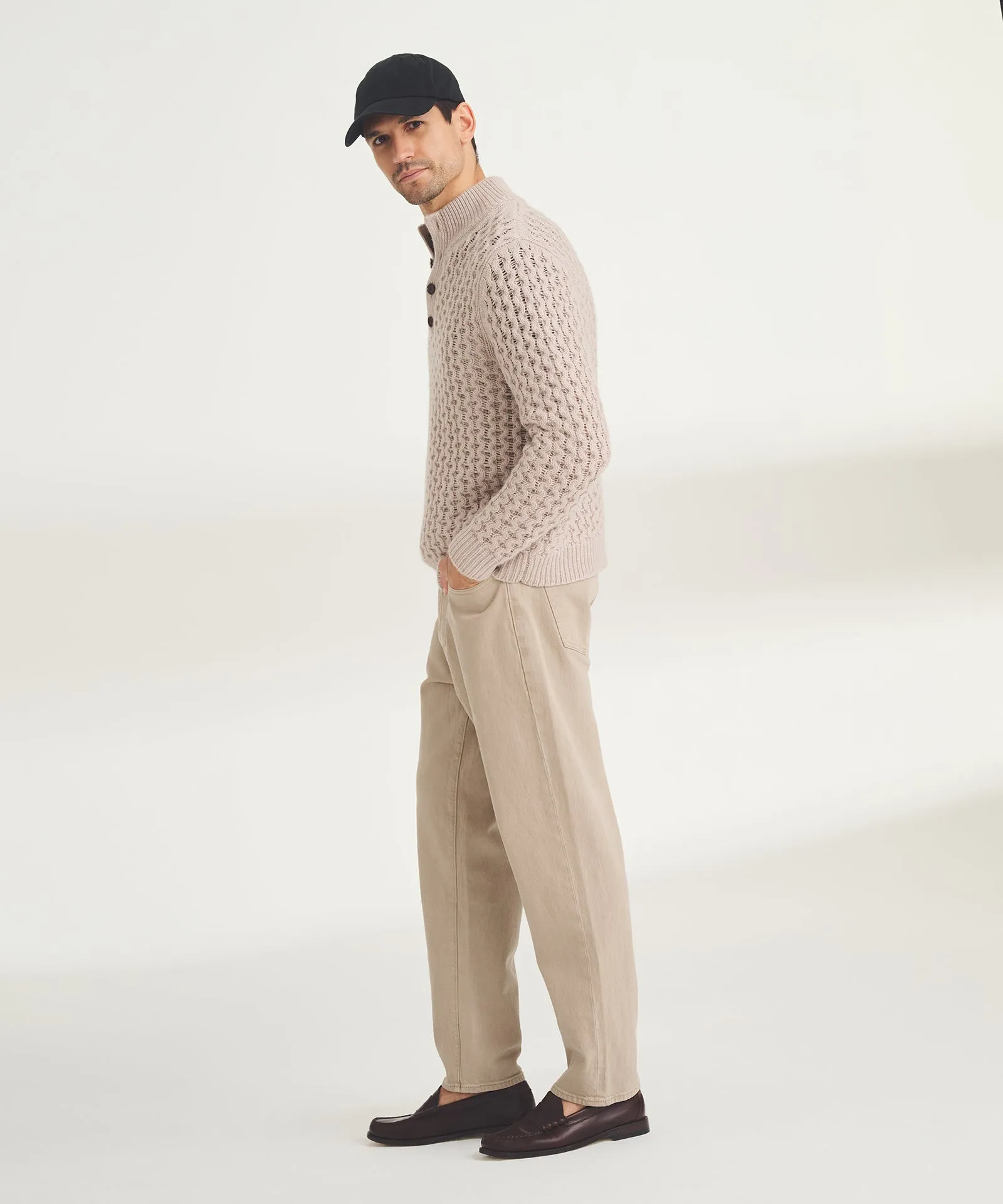 Cashmino Honeycomb High Neck Henley sold by Naadam product image thumbnail 4