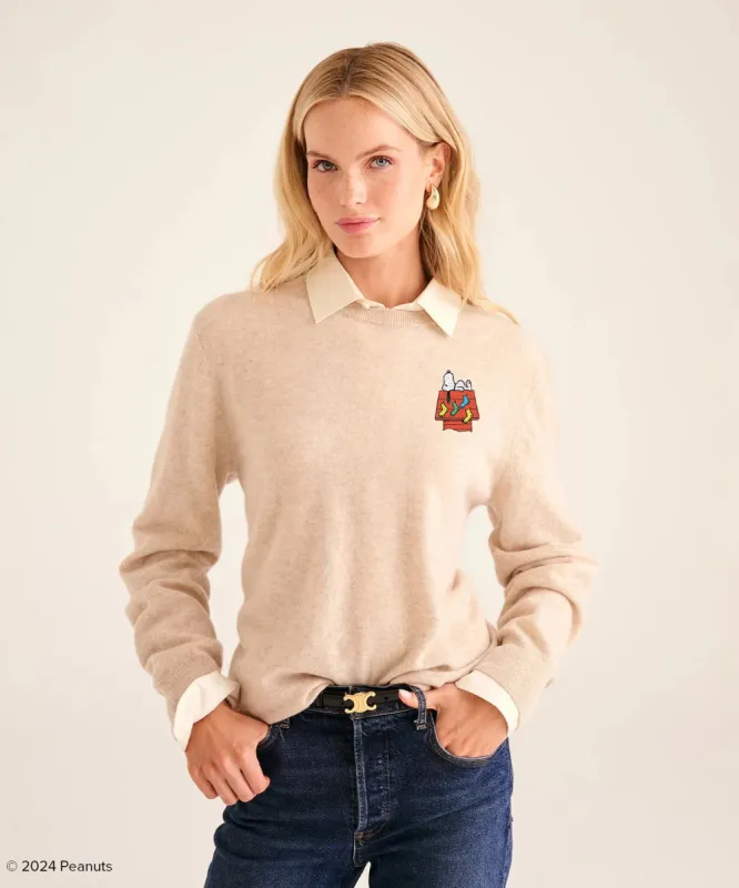 Women's Snoopy Holiday Dog House Cashmere Sweater made by Naadam