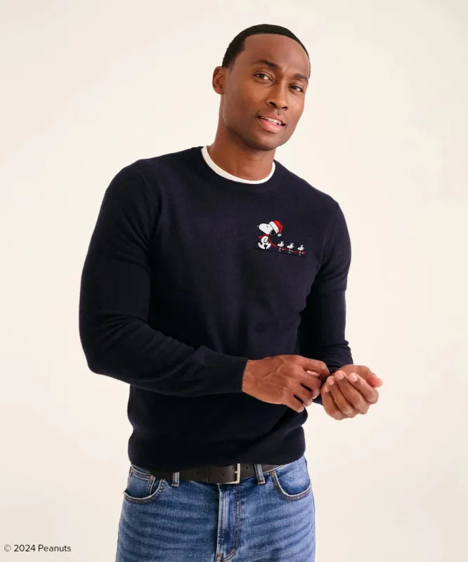 Men's Festive Cashmere Snoopy Sweater sold by Naadam