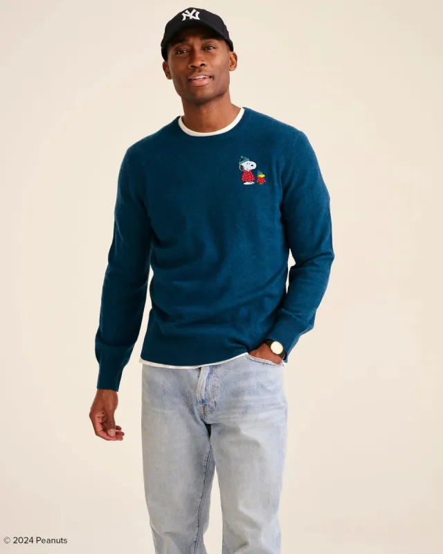 Men's Puffer Snoopy & Woodstock Cashmere Sweater sold by Naadam