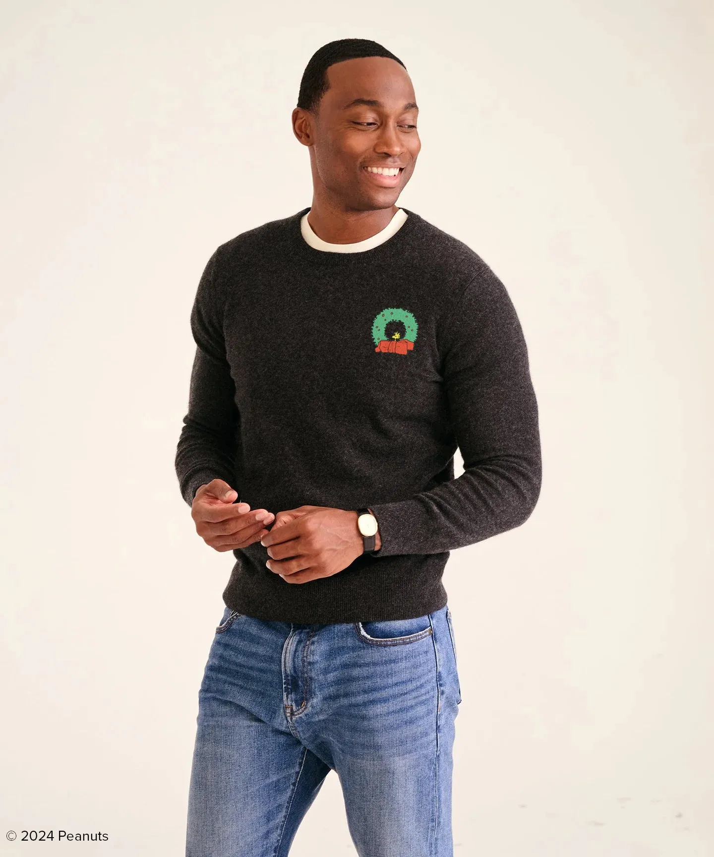 Men's Woodstock's Wreath Cashmere Holiday Sweater sold by Naadam