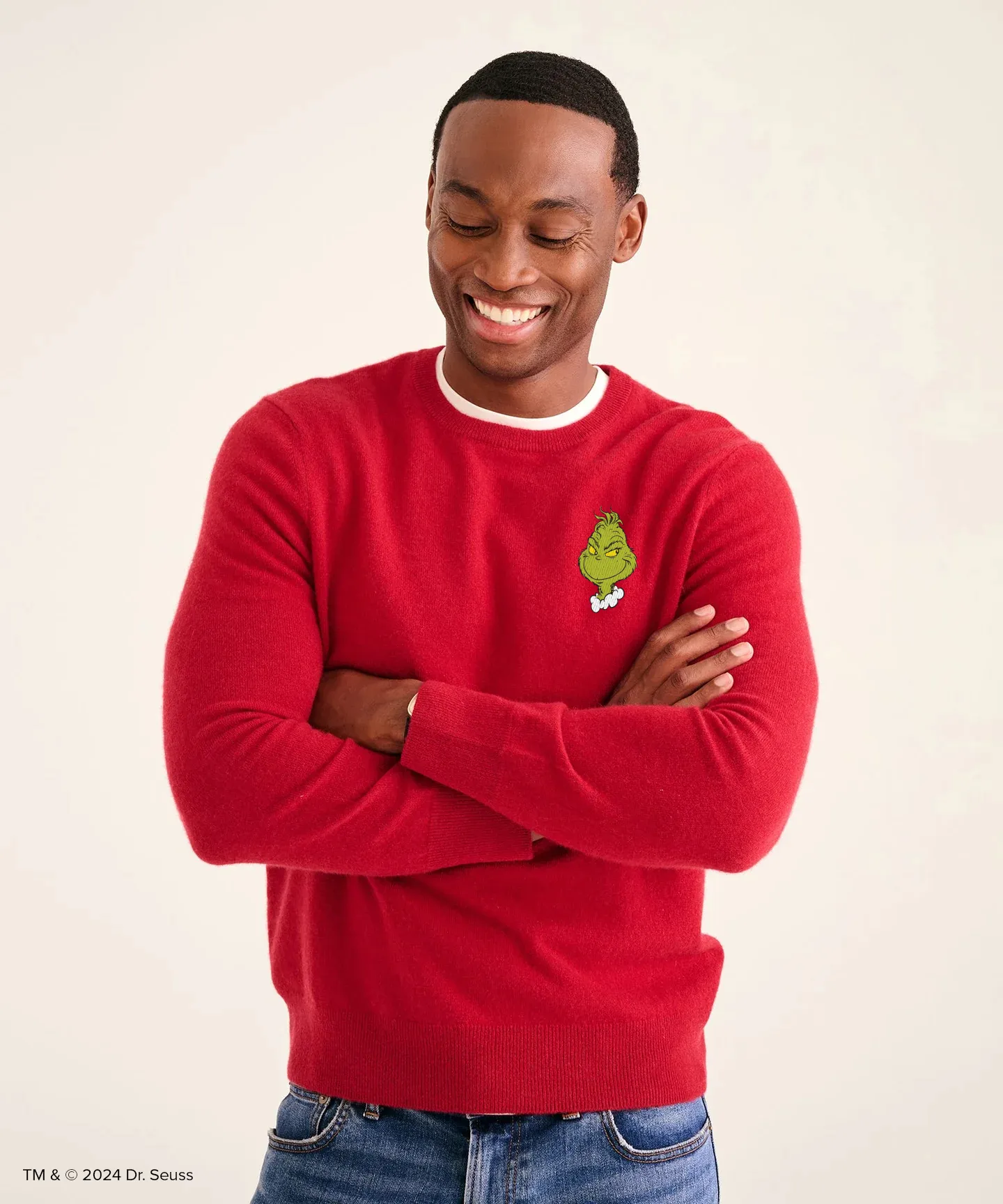 Men's Dr. Seuss The Grinch Cashmere Holiday Sweater sold by NAADAM