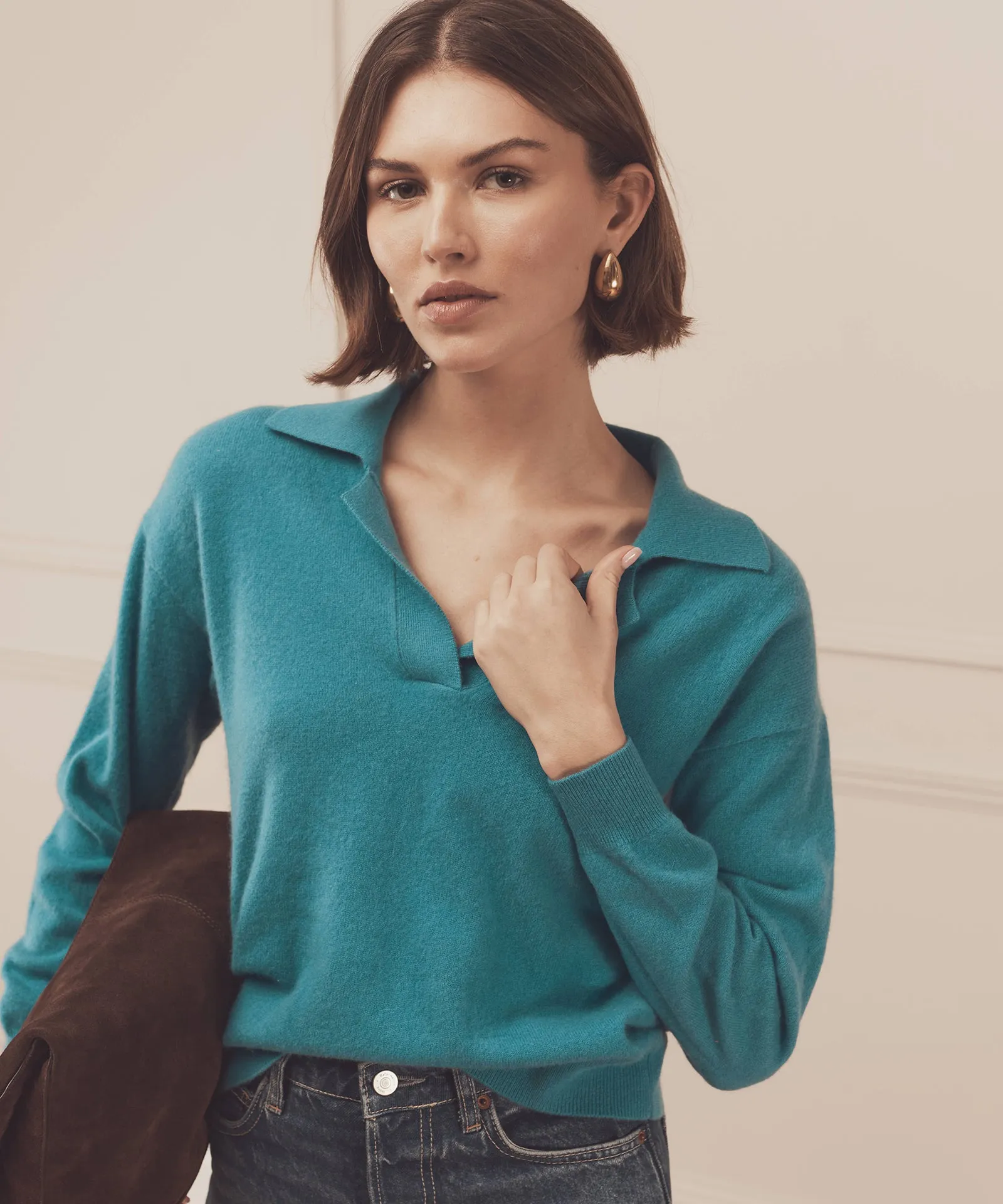 Long Sleeve V-Neck Polo sold by Naadam product image thumbnail 2